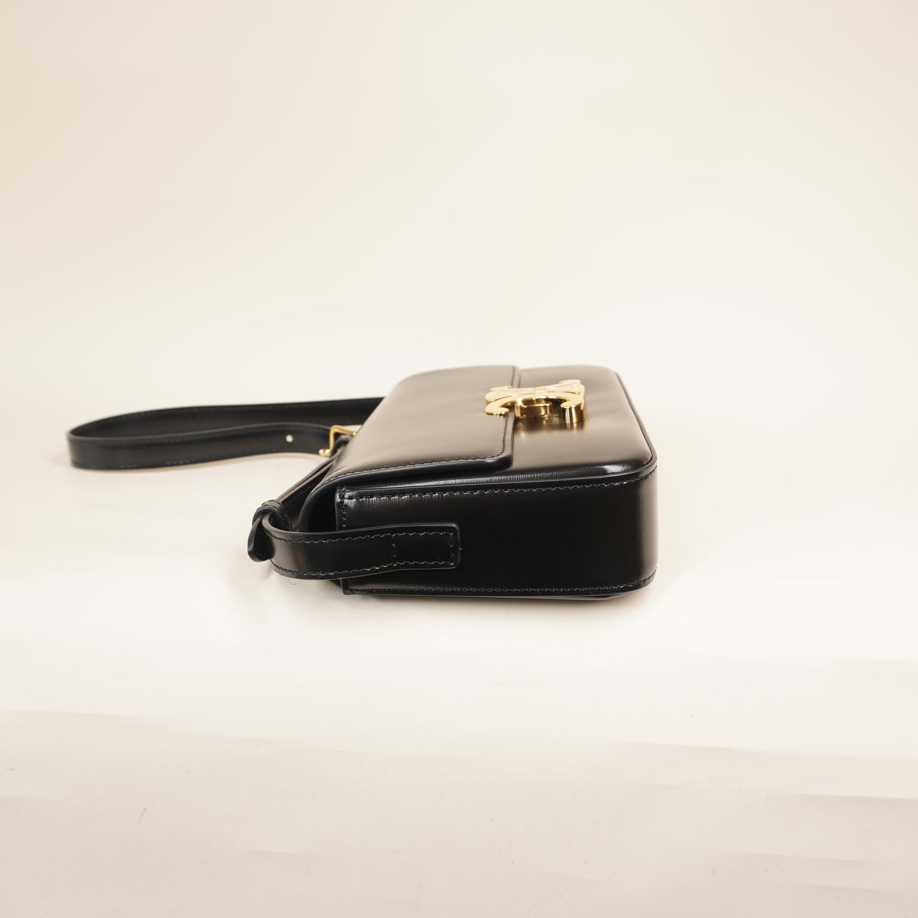 PRE-OWNED Black Shiny Triomphe Shoulder Bag
