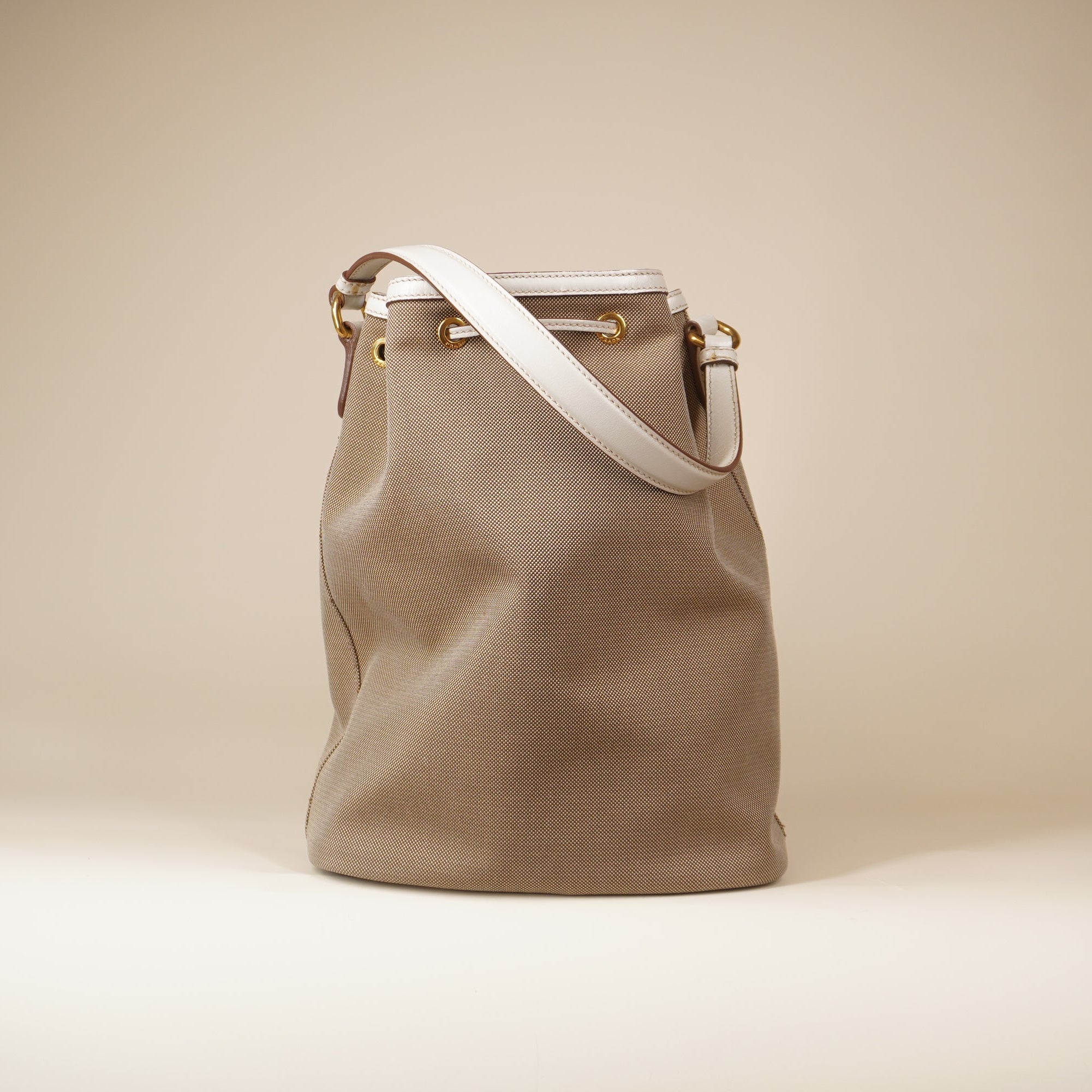 PRE-OWNED Corda Talco Jacquard Logo Mini Bucket Crossbody Bag