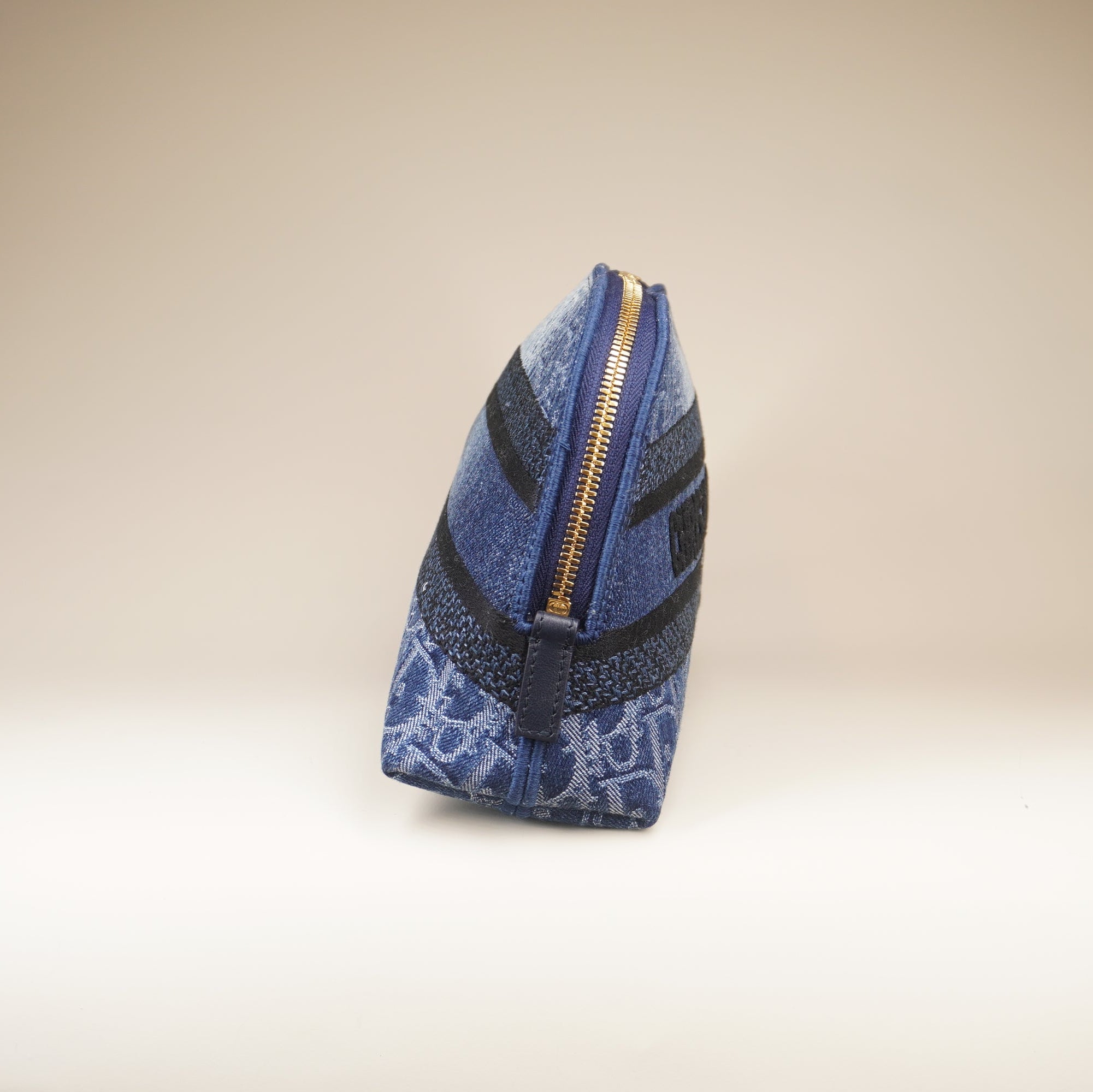 PRE-OWNED Denim Tinted Oblique Velvet Pouch