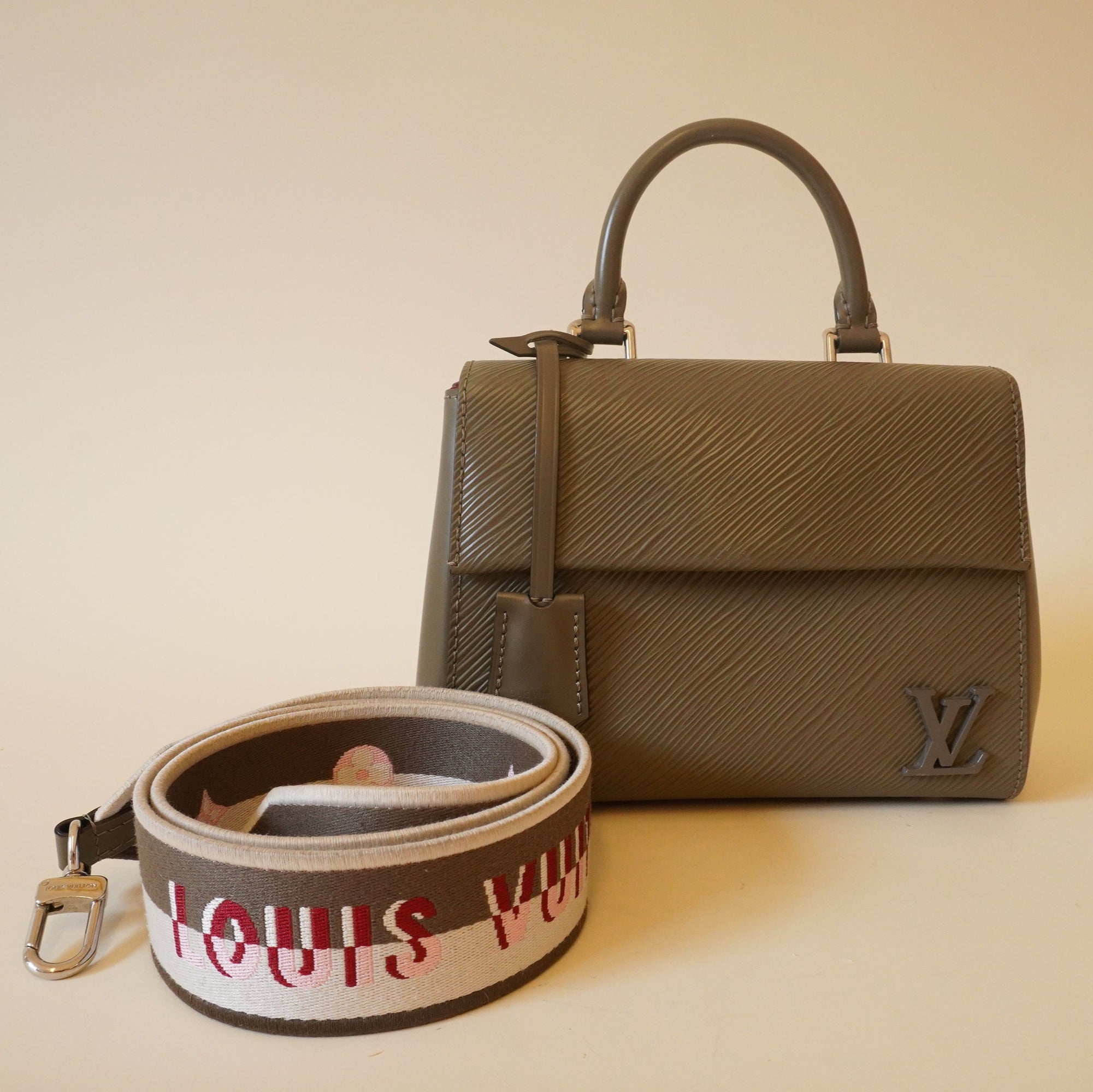 PRE-OWNED LV Olive Green Mini Epi Cluny Shoulder Bag