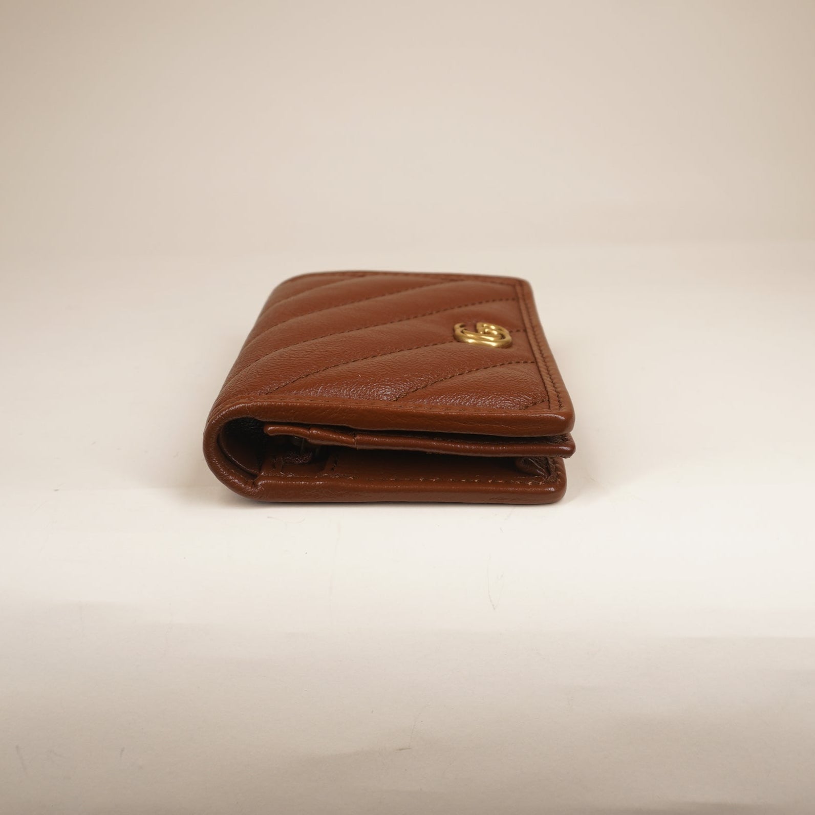 Azalea Calfskin Matelasse Diagonal GG Marmont Card Case Wallet Cuir