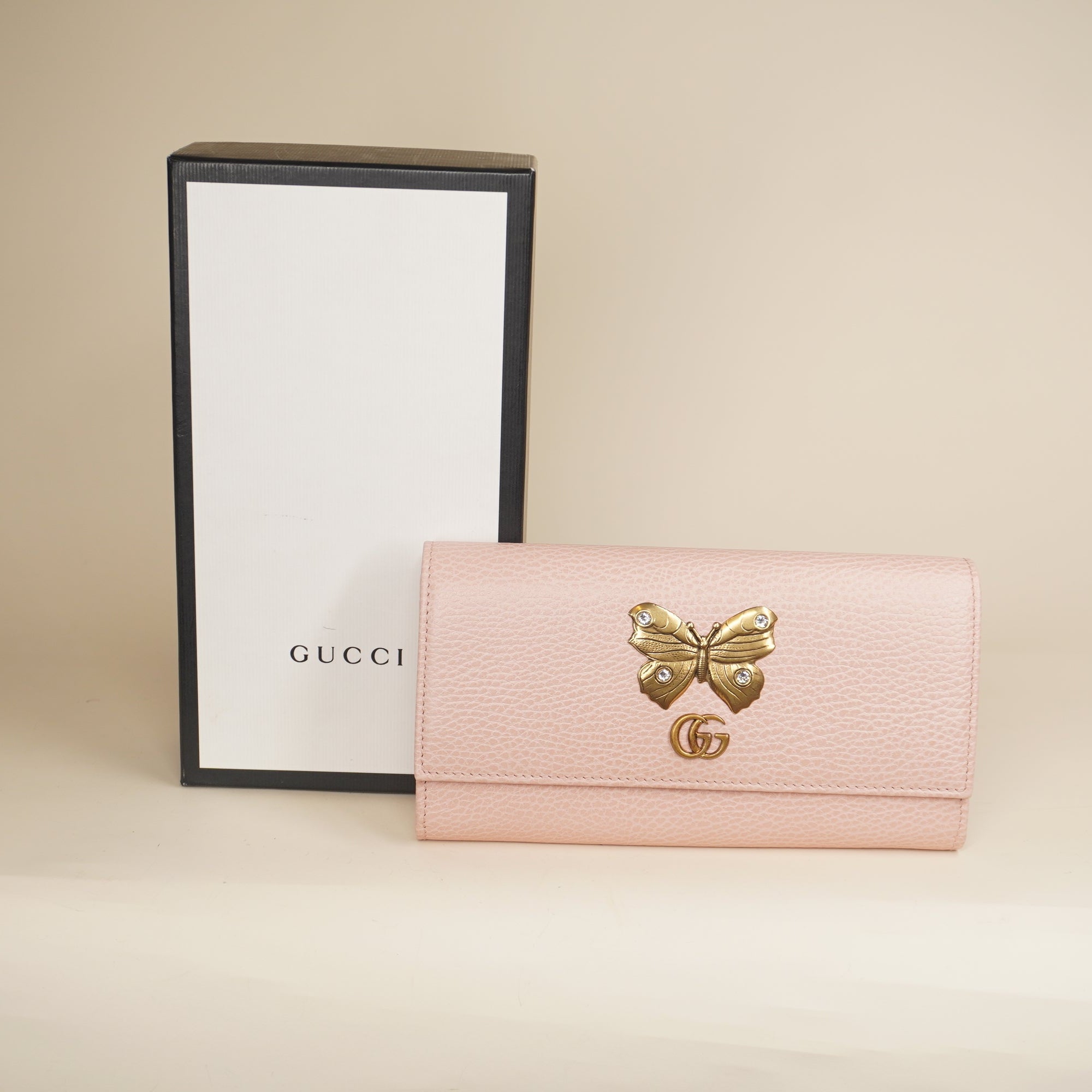 PRE-OWNED Calfskin Garden Continental Wallet Pink