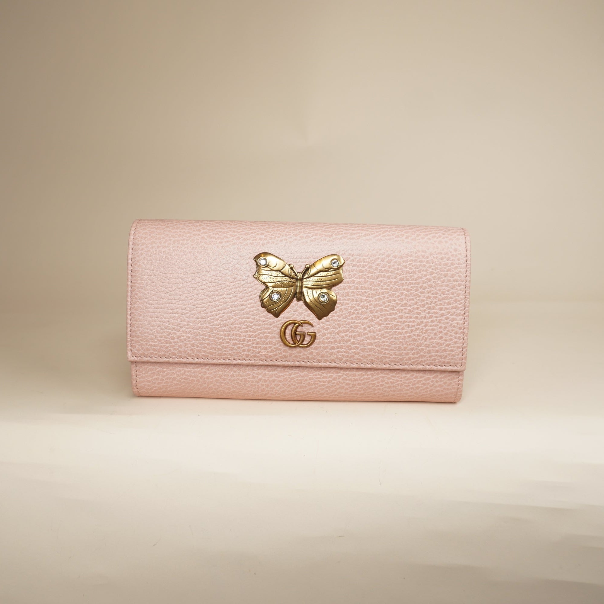 PRE-OWNED Calfskin Garden Continental Wallet Pink