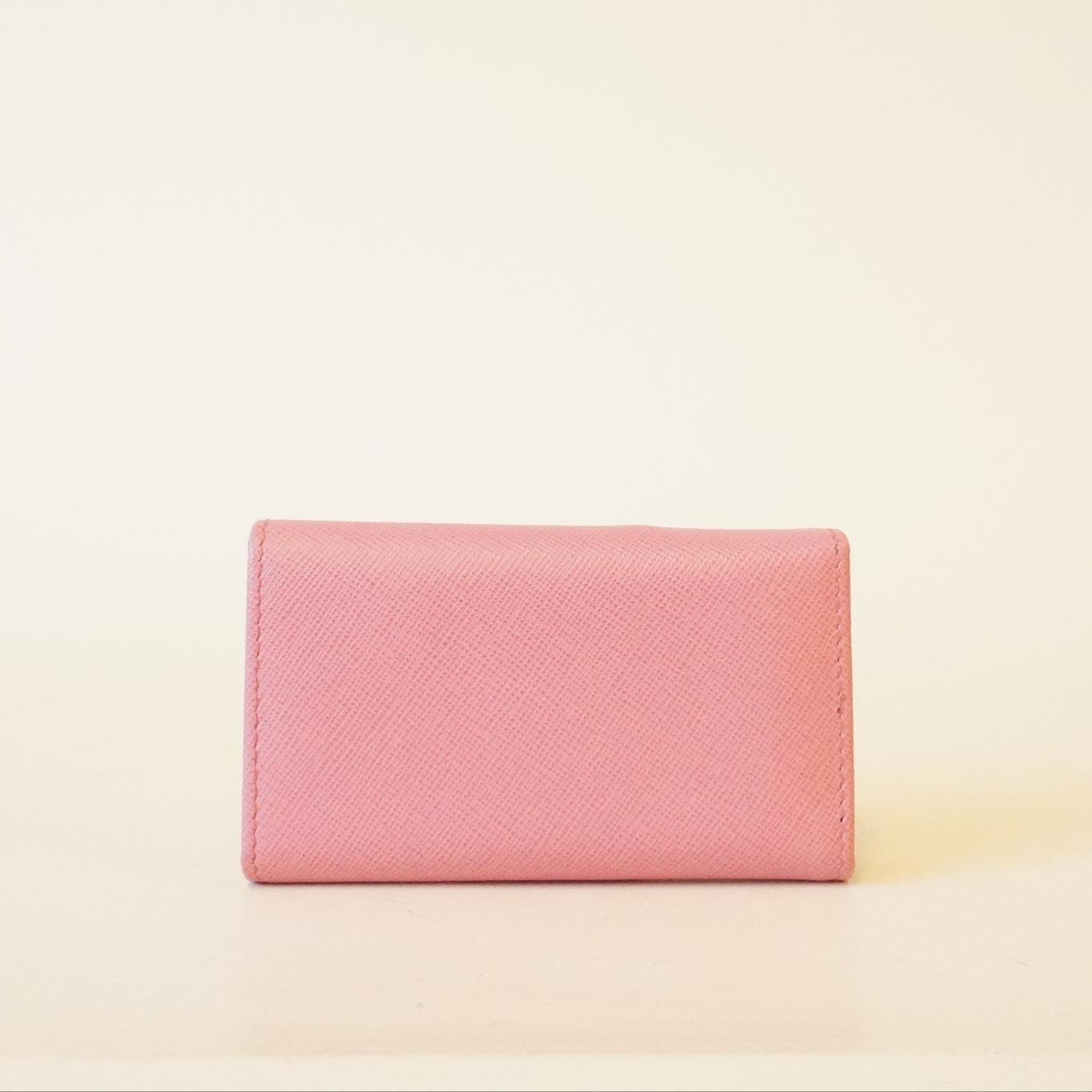 PRE-OWNED Light Pink Saffiano Leather Keyholder