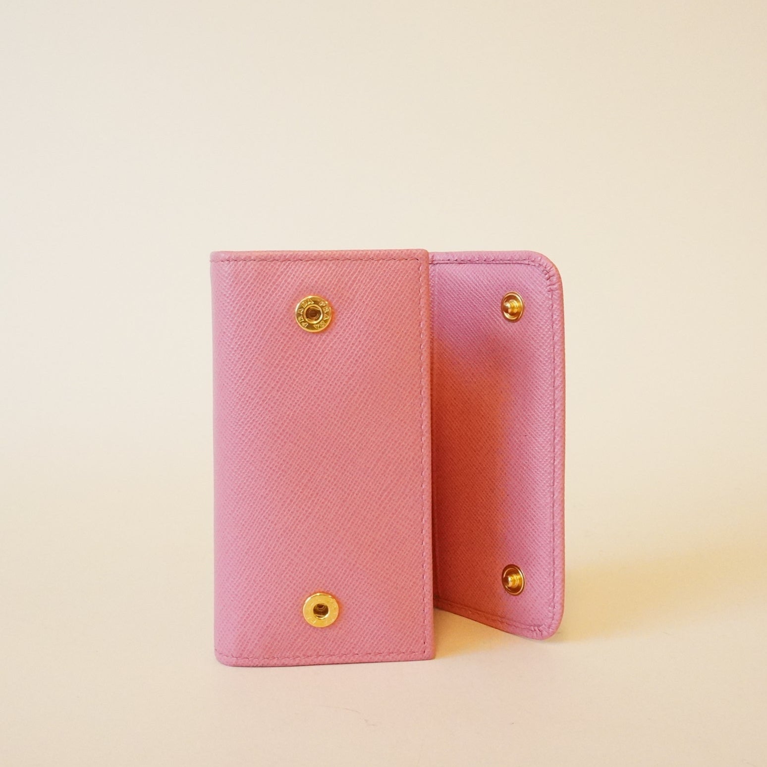PRE-OWNED Light Pink Saffiano Leather Keyholder