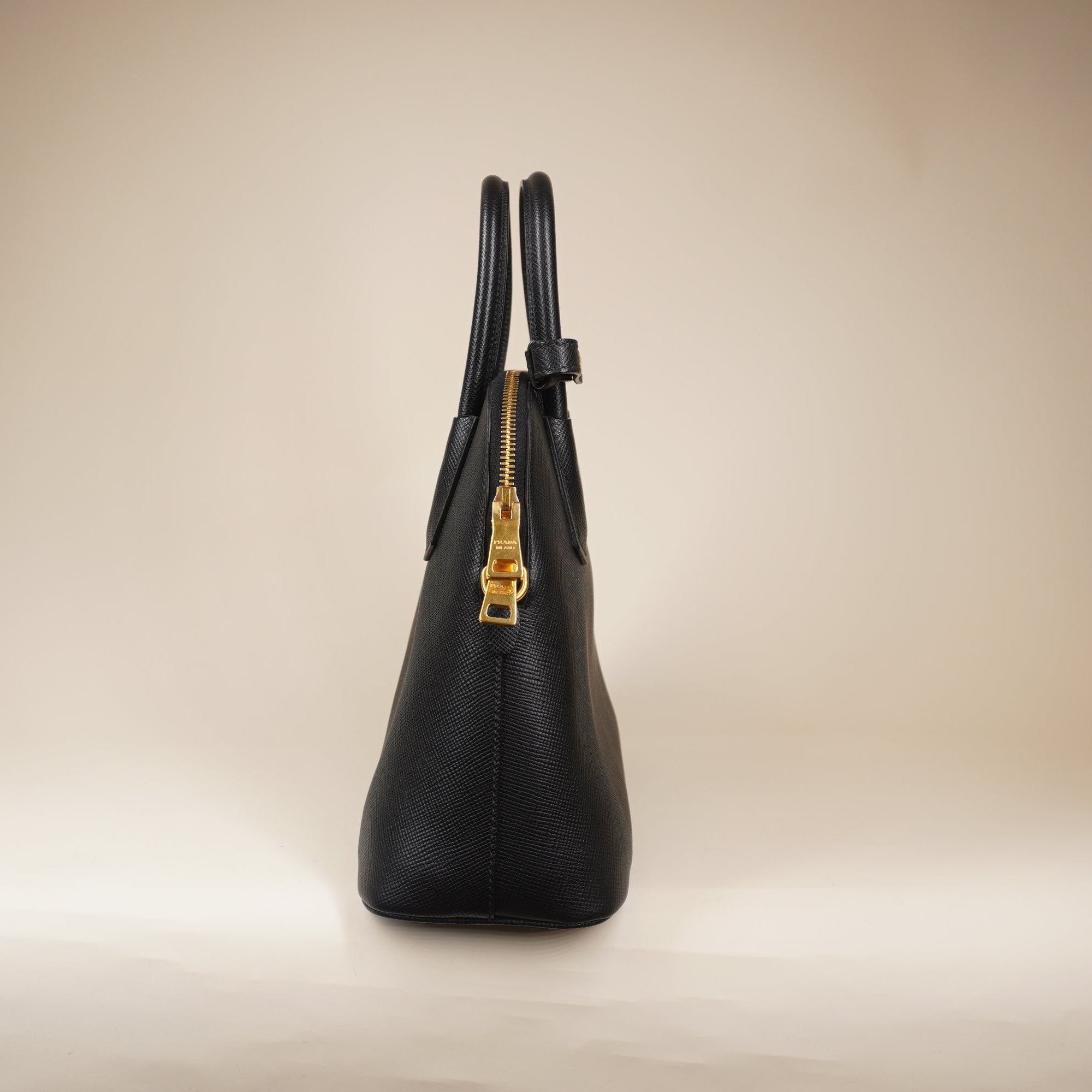 PRE-OWNED Black Saffiano Leather Shoulder Bag