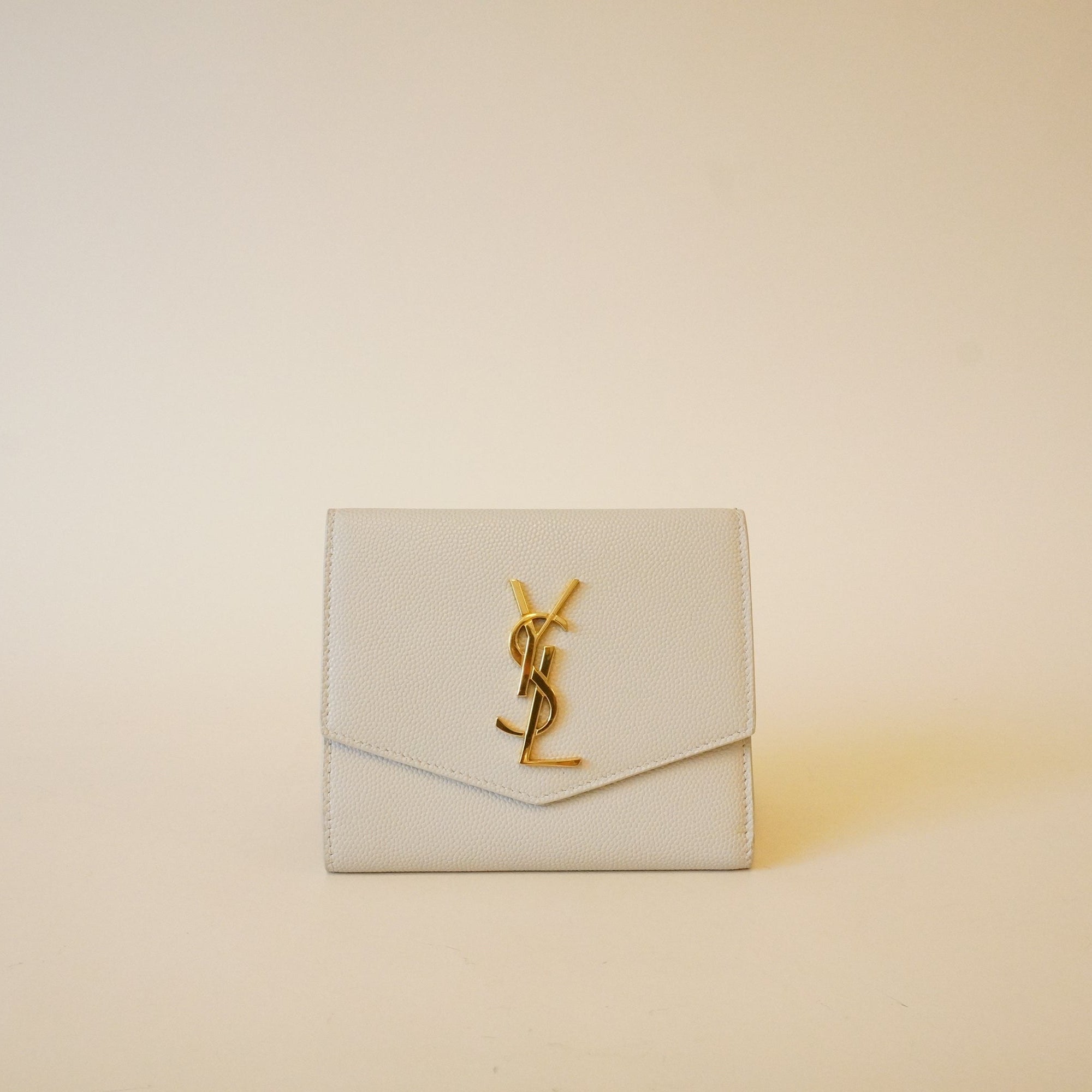 PRE-OWNED White Grain De Poudre Monogram Uptown Compact Wallet