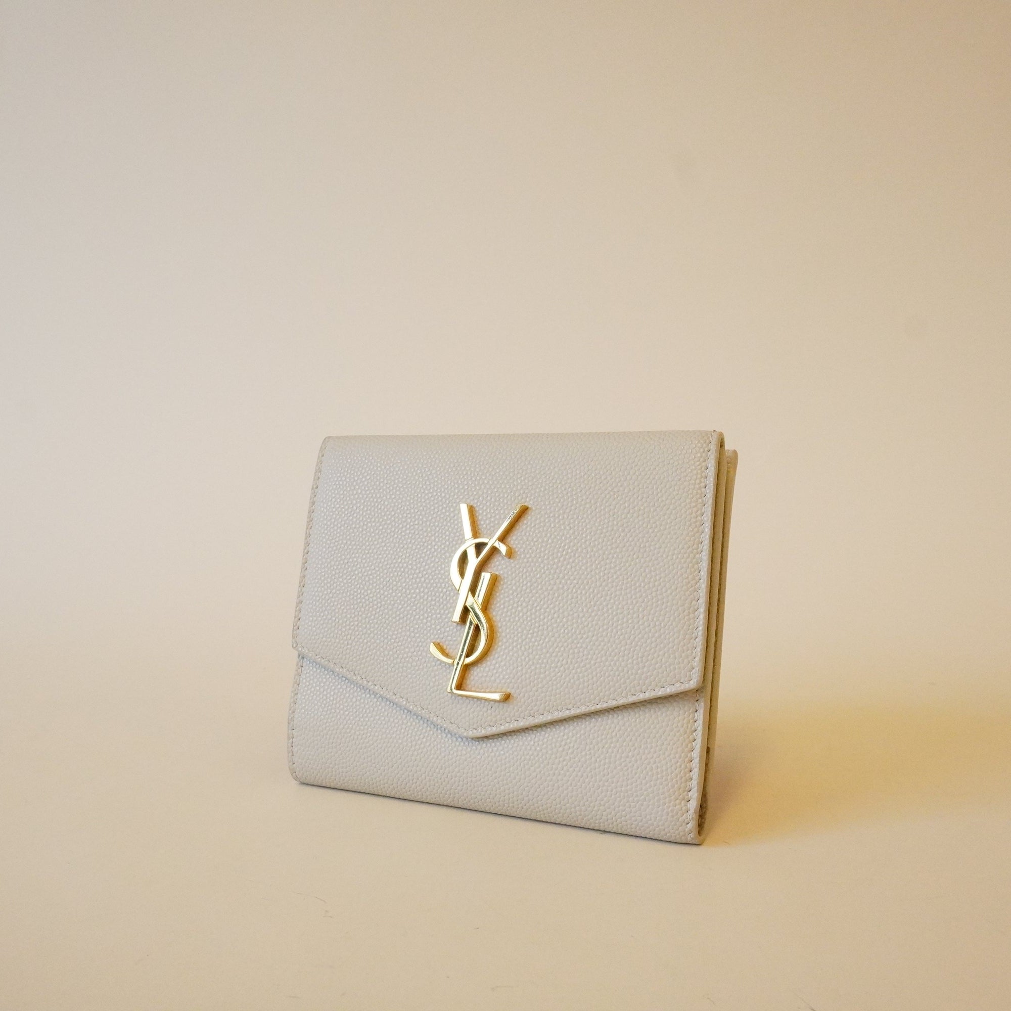 PRE-OWNED White Grain De Poudre Monogram Uptown Compact Wallet