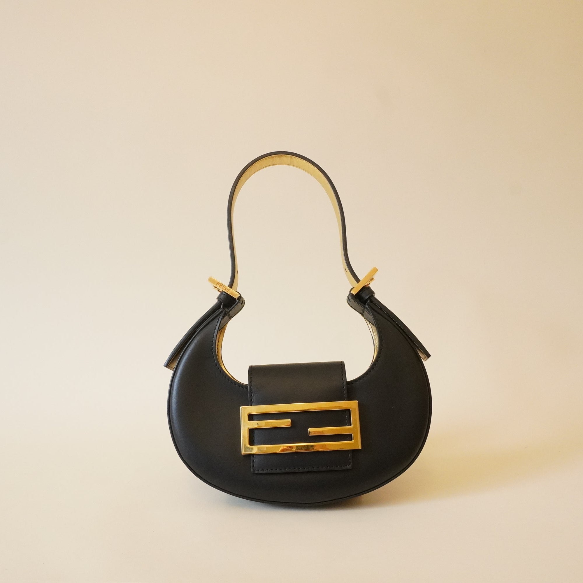 PRE-OWNED Black Leather Cookie Mini Hobo Shoulder Bag