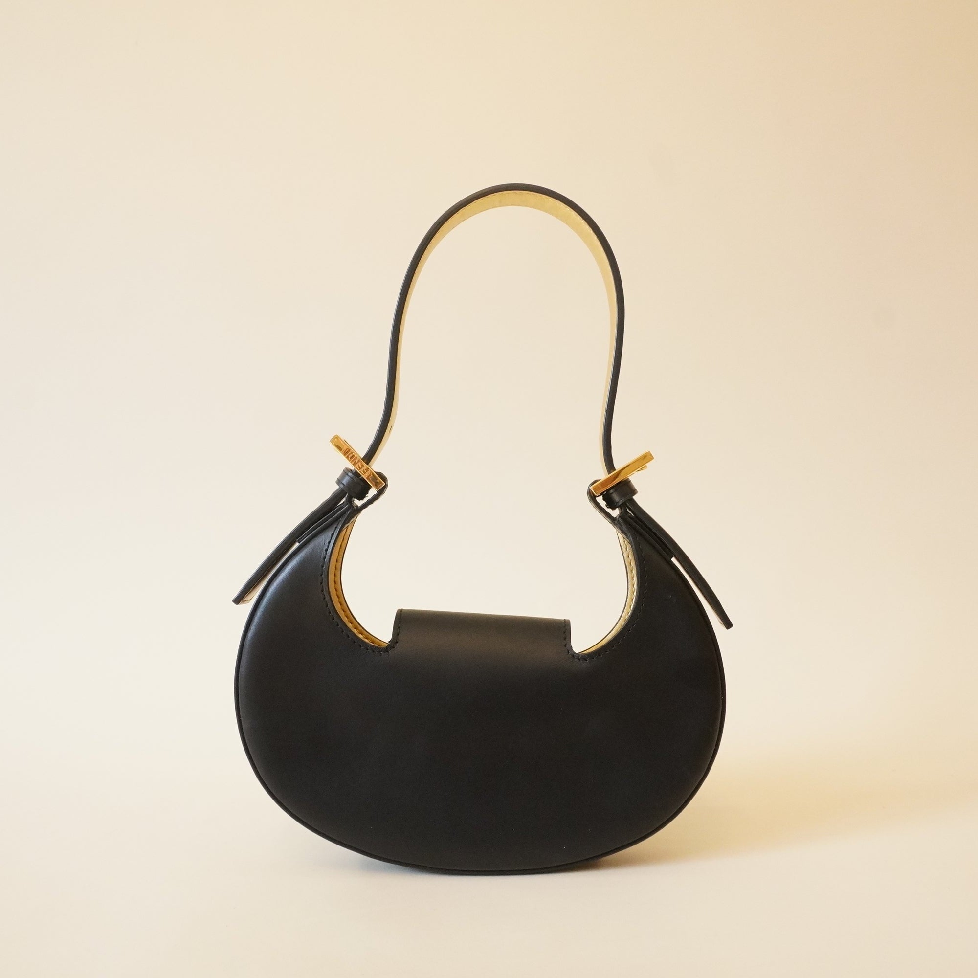 PRE-OWNED Black Leather Cookie Mini Hobo Shoulder Bag