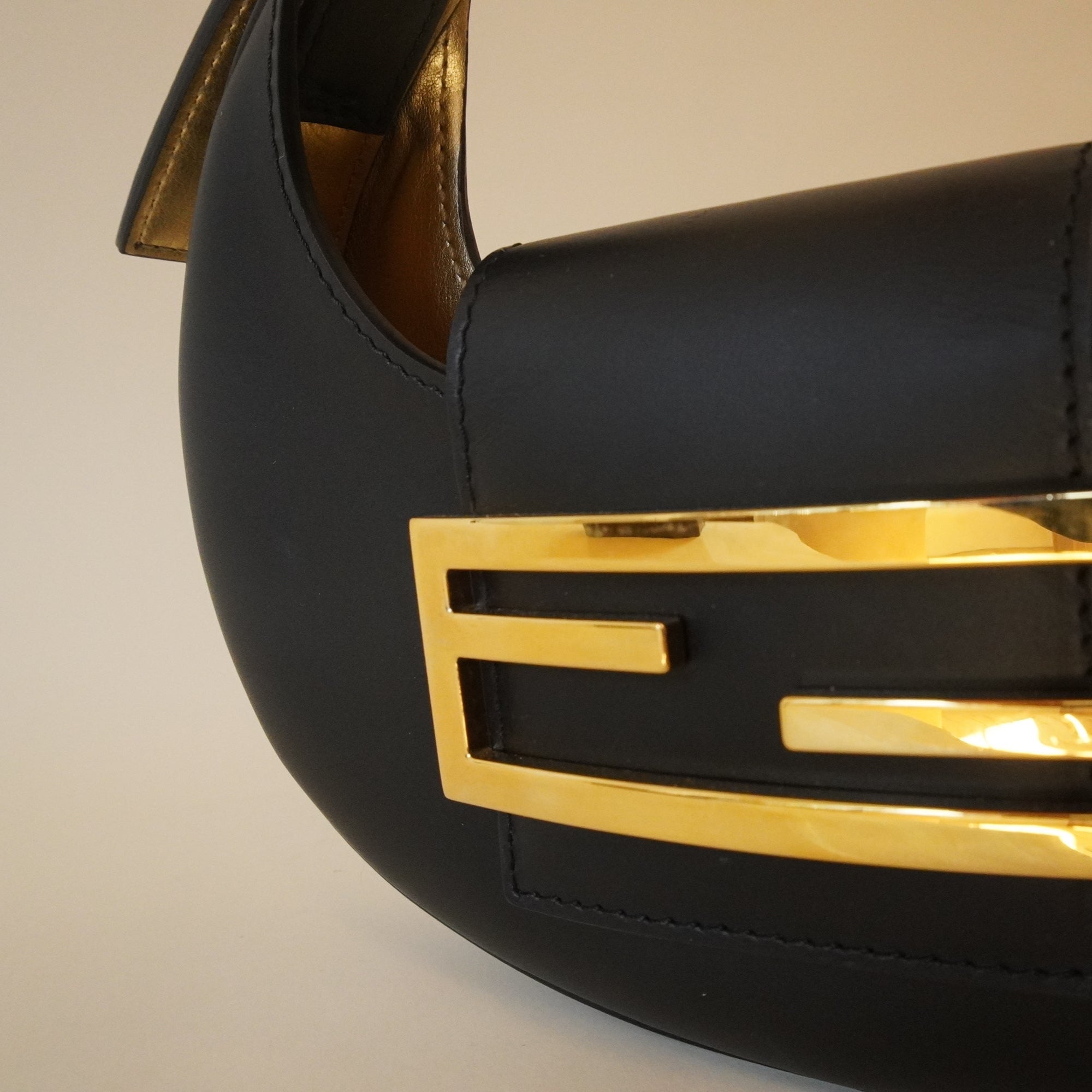 PRE-OWNED Black Leather Cookie Mini Hobo Shoulder Bag