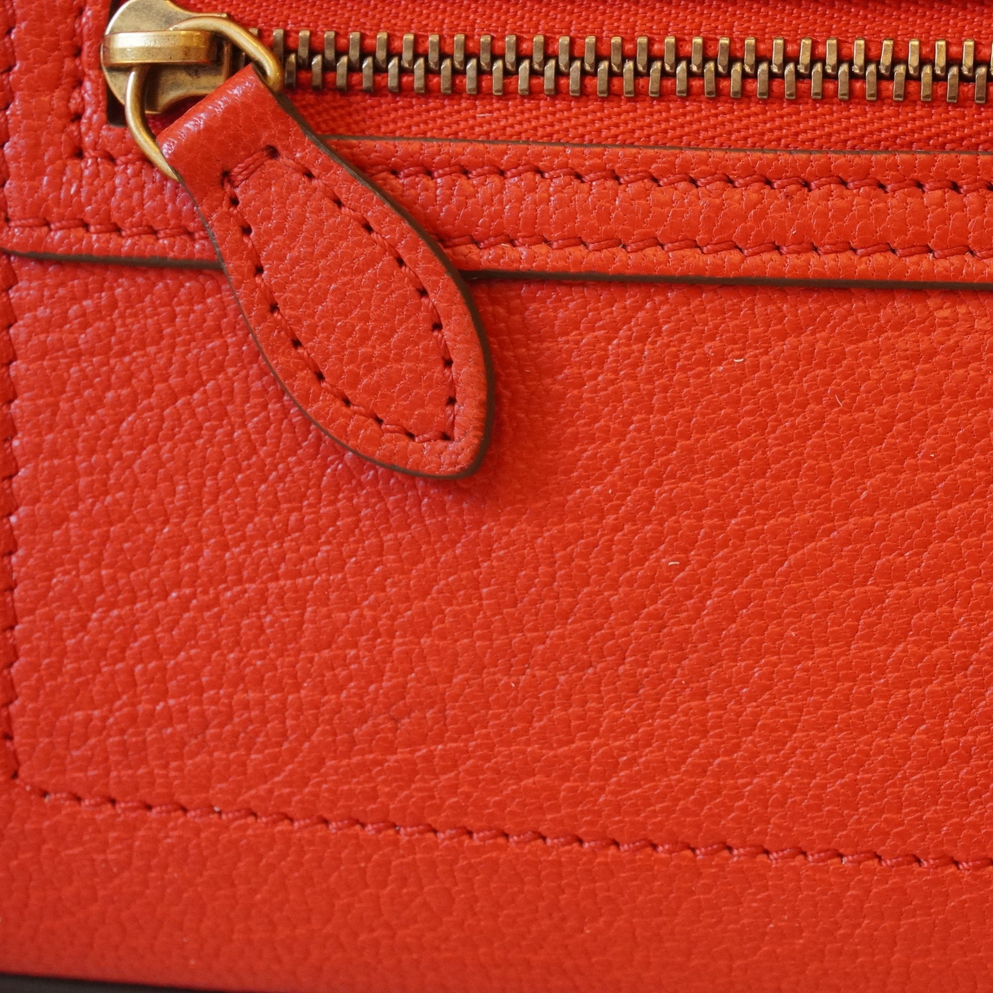 PRE-OWNED Bicolor Luggage Bag Grainy Leather Nano Shoulder Bag