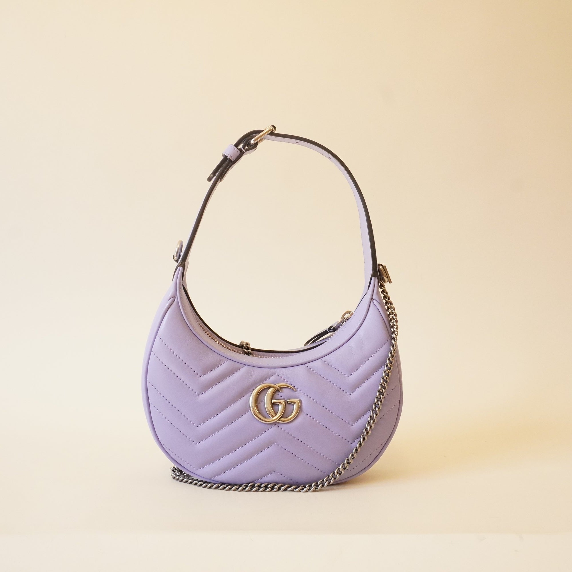 PRE-OWNED Lila GG Marmont Half-Moon Mini Shoulder Bag