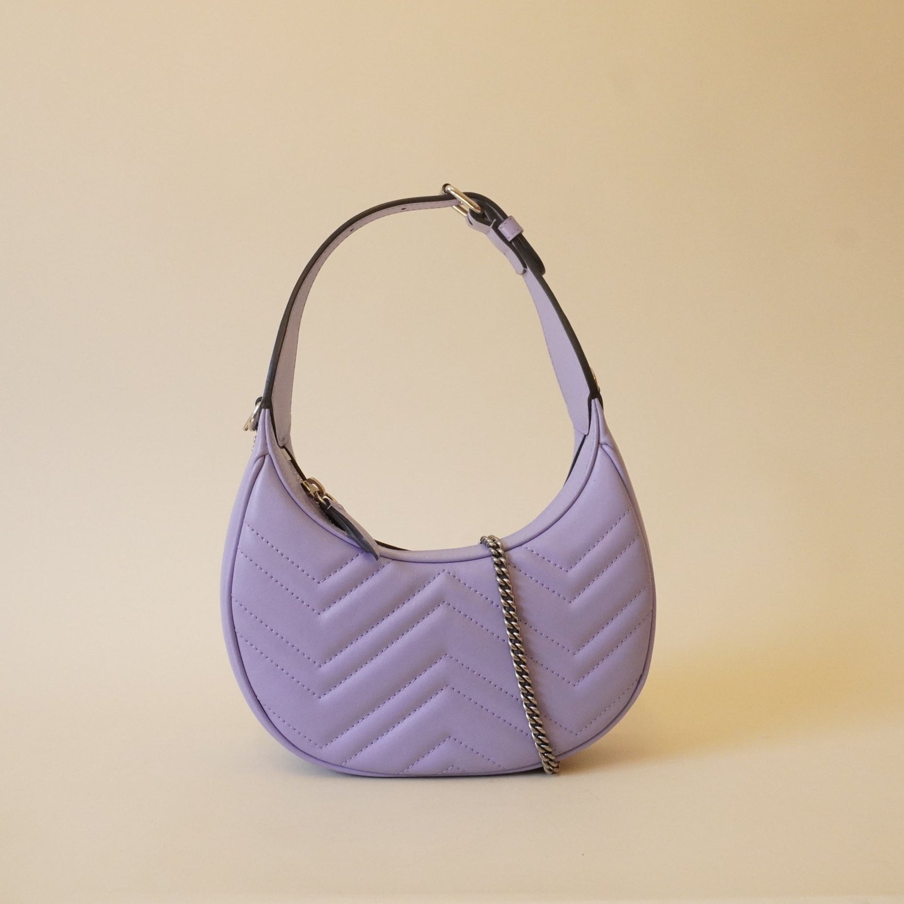 PRE-OWNED Lila GG Marmont Half-Moon Mini Shoulder Bag