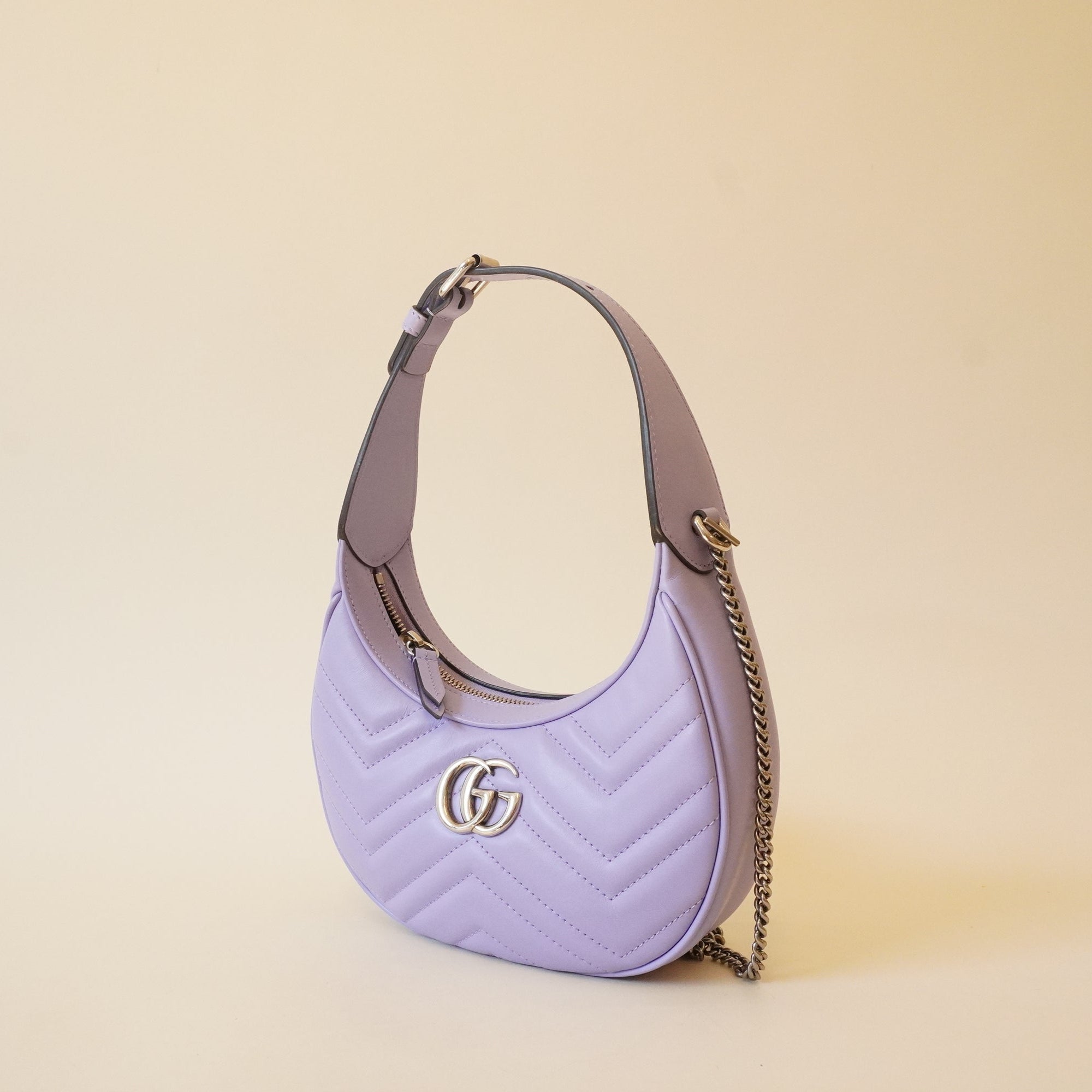 PRE-OWNED Lila GG Marmont Half-Moon Mini Shoulder Bag