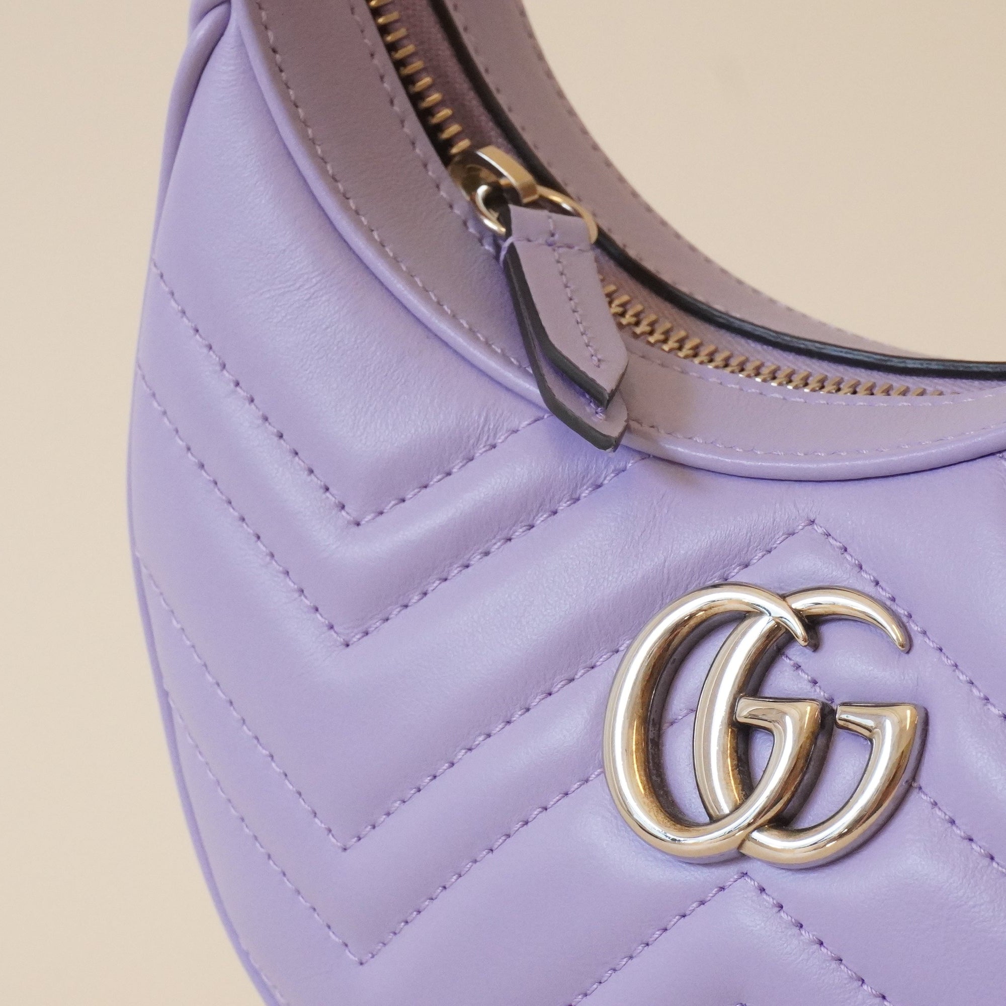 PRE-OWNED Lila GG Marmont Half-Moon Mini Shoulder Bag