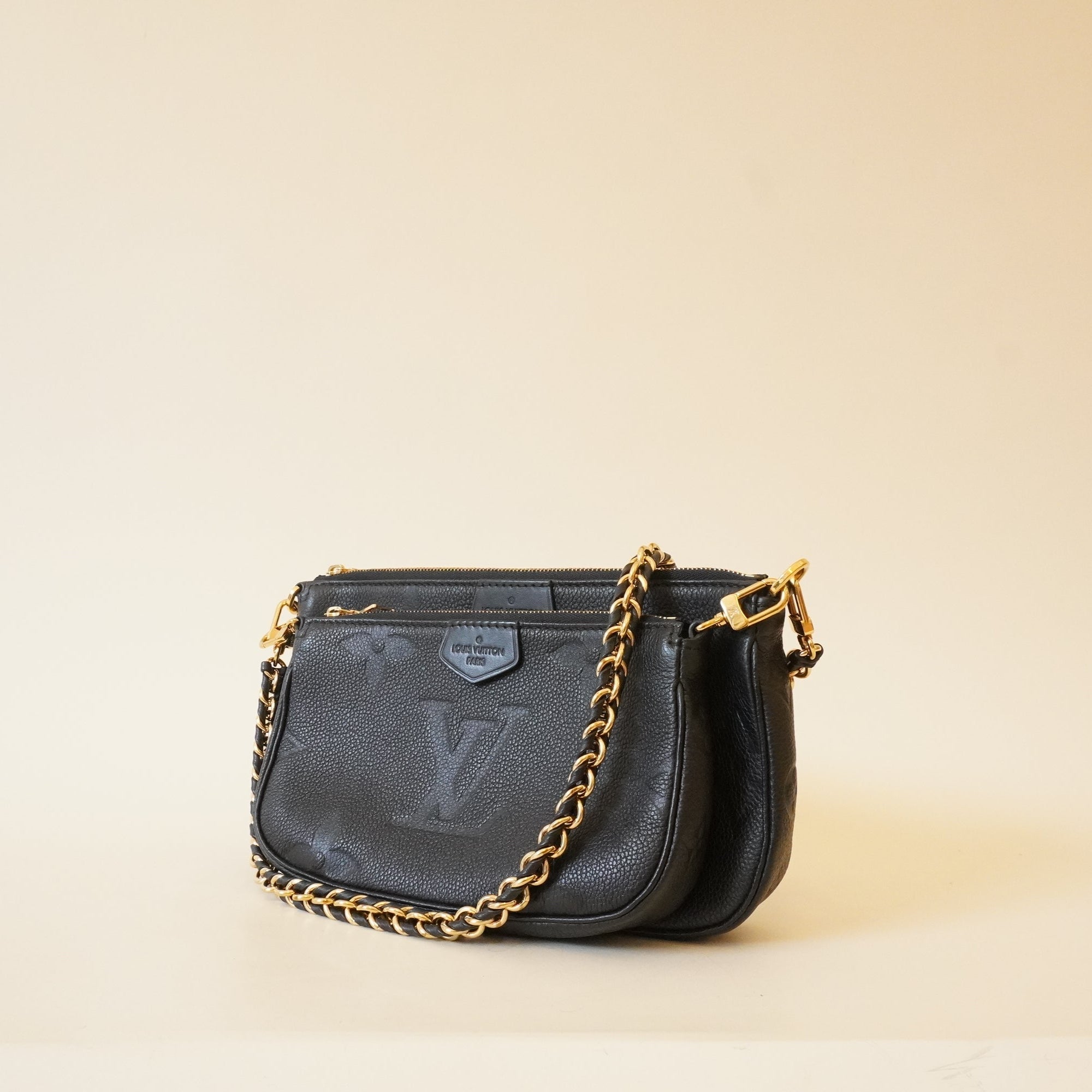 PRE-OWNED LV Black Monogram Empreinte Multi Pochette Accessoires Crossbody Bag