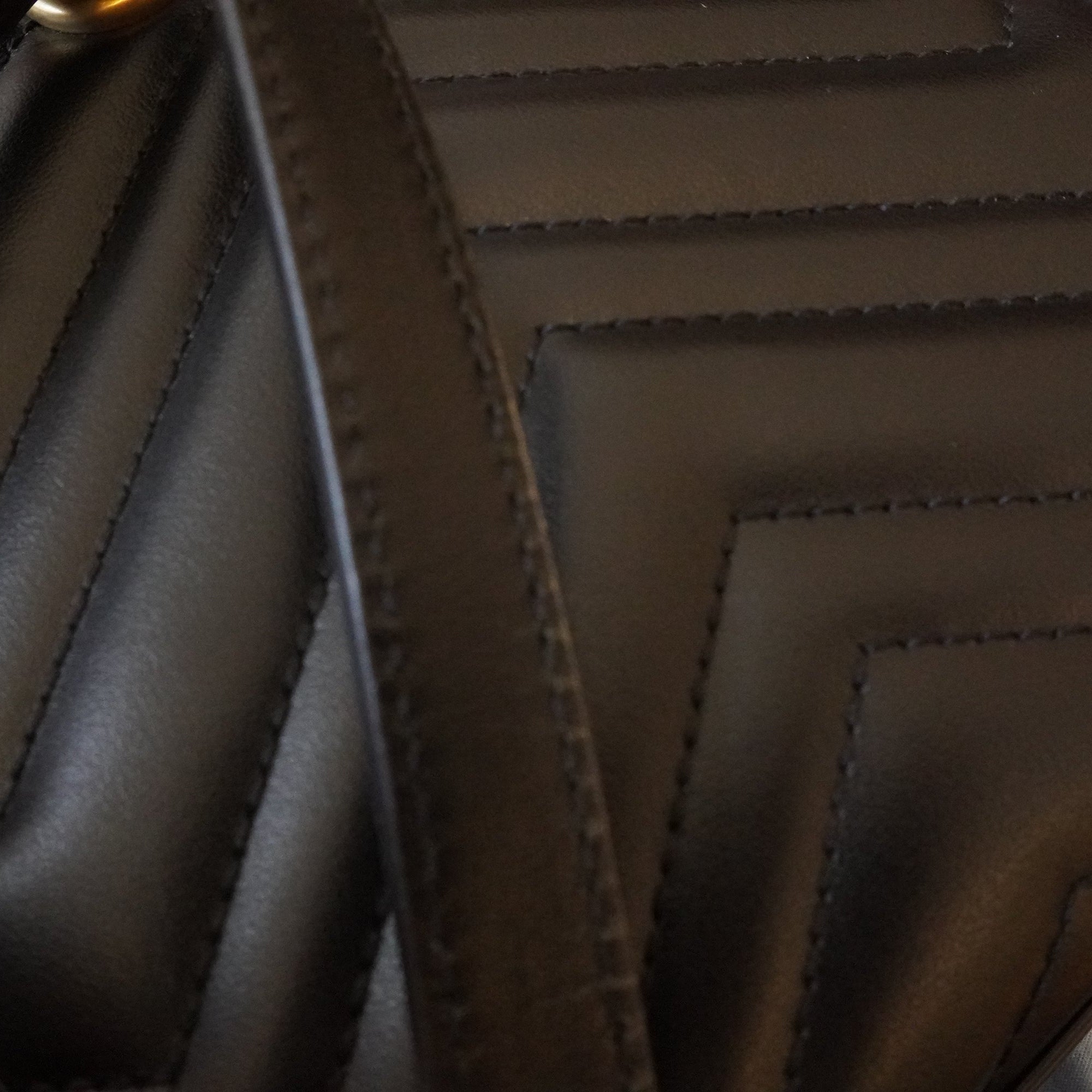 PRE-OWNED GG Black Marmont Matelasse Mini Tote Bag