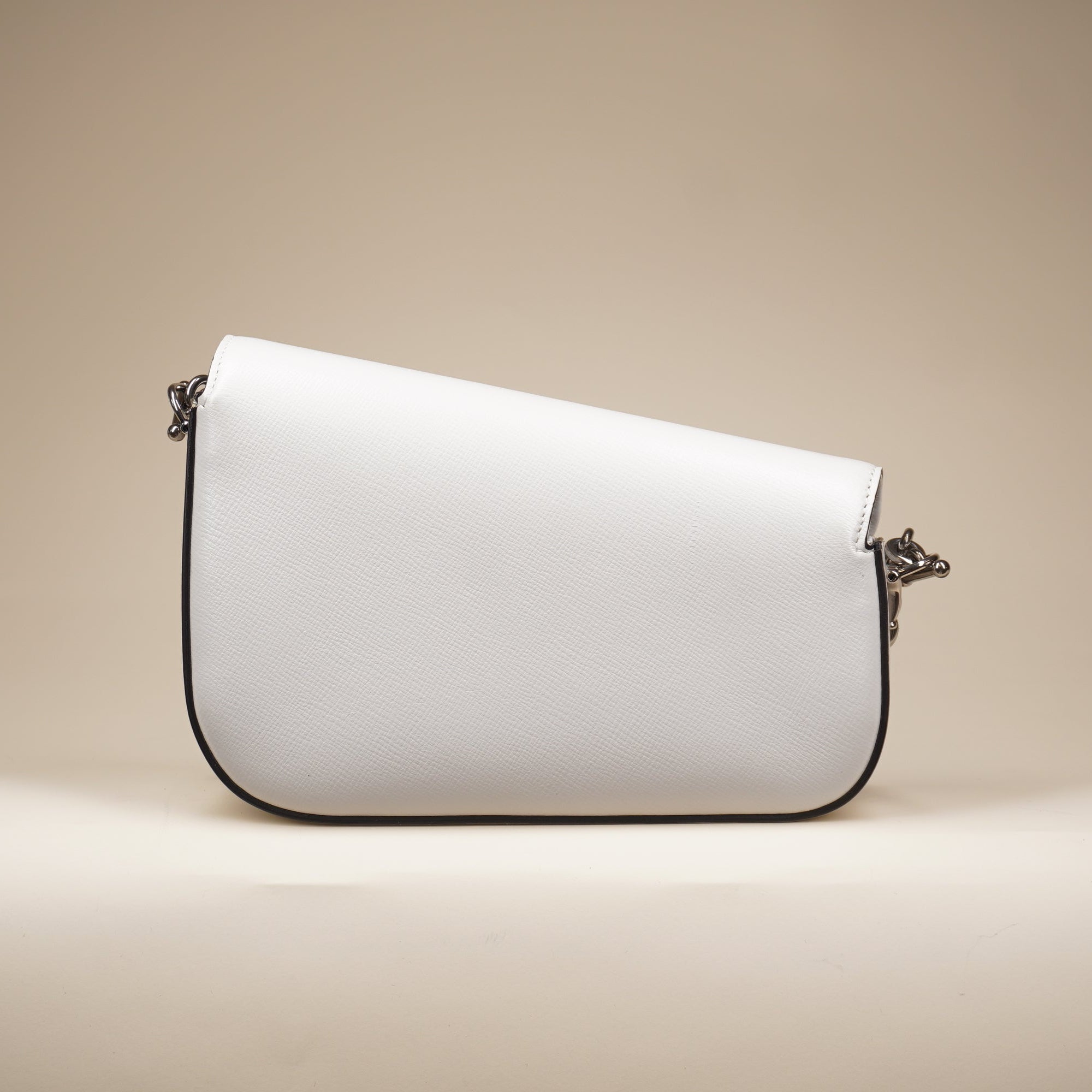 PRE-OWNED Calfskin Mini Horsebit 1955 Asymmetric Shoulder Bag White