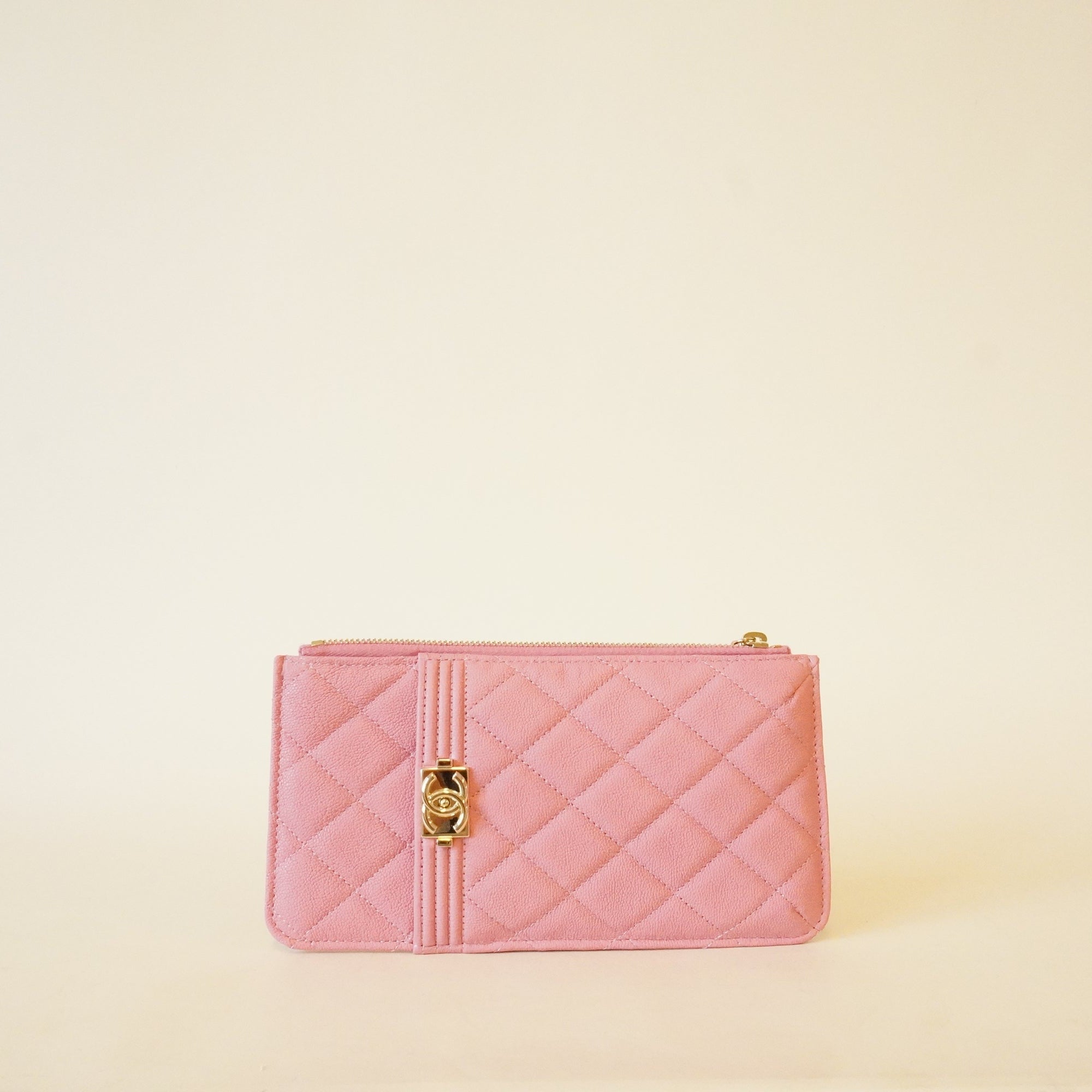 Pink Leboy Caviar Cardholder and Phone Holder
