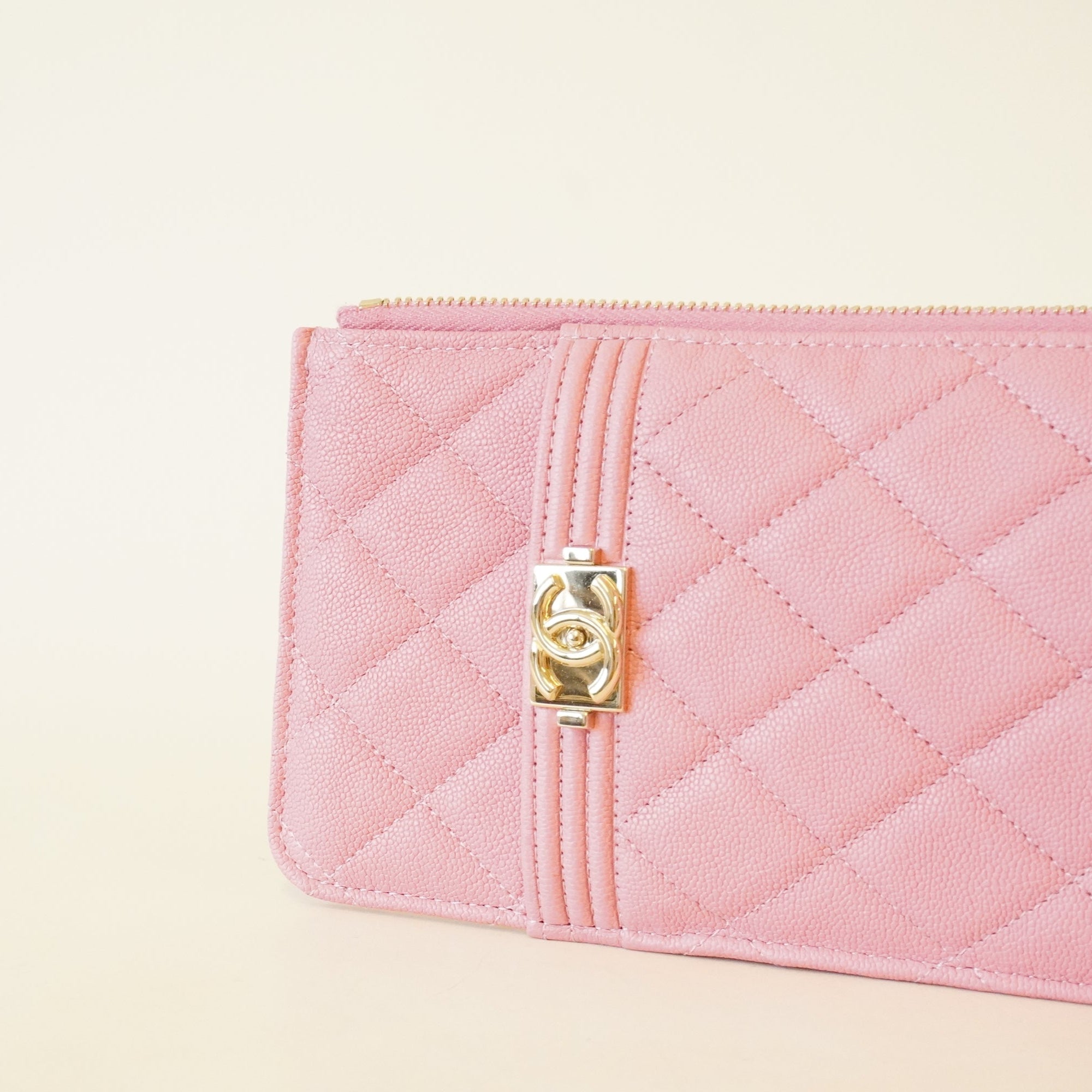 Pink Leboy Caviar Cardholder and Phone Holder