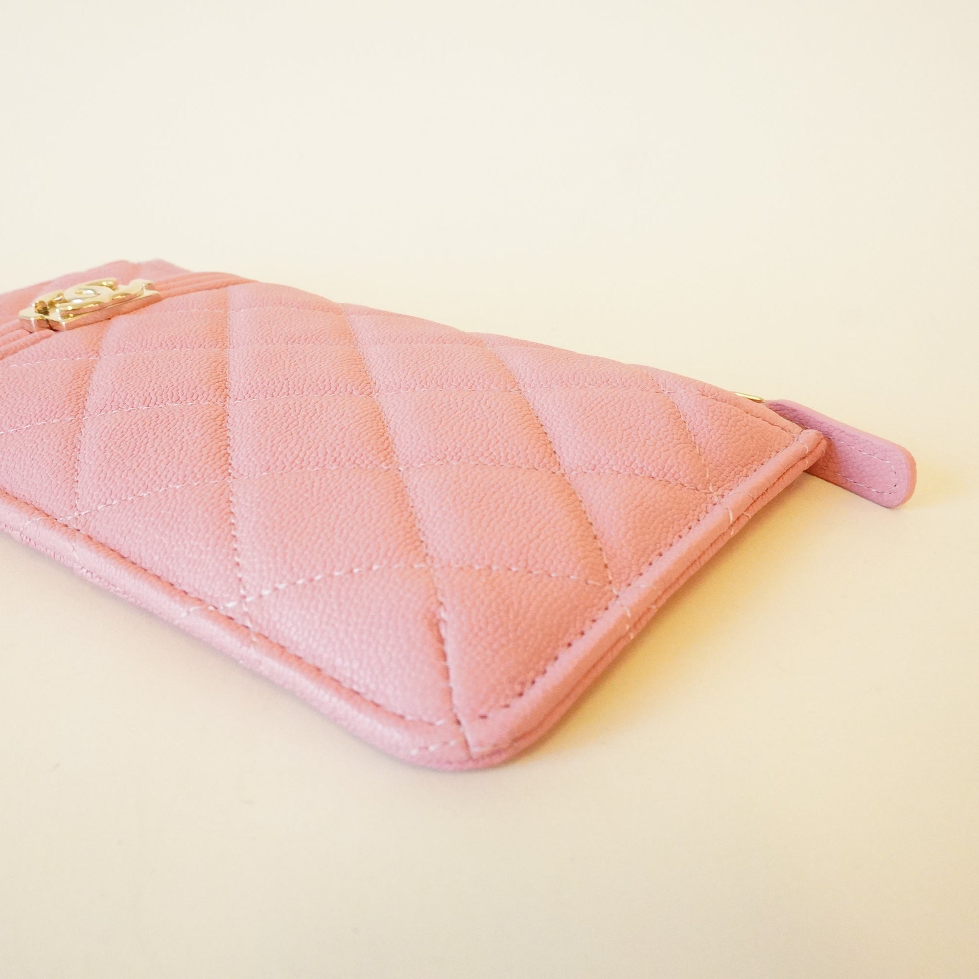 Pink Leboy Caviar Cardholder and Phone Holder