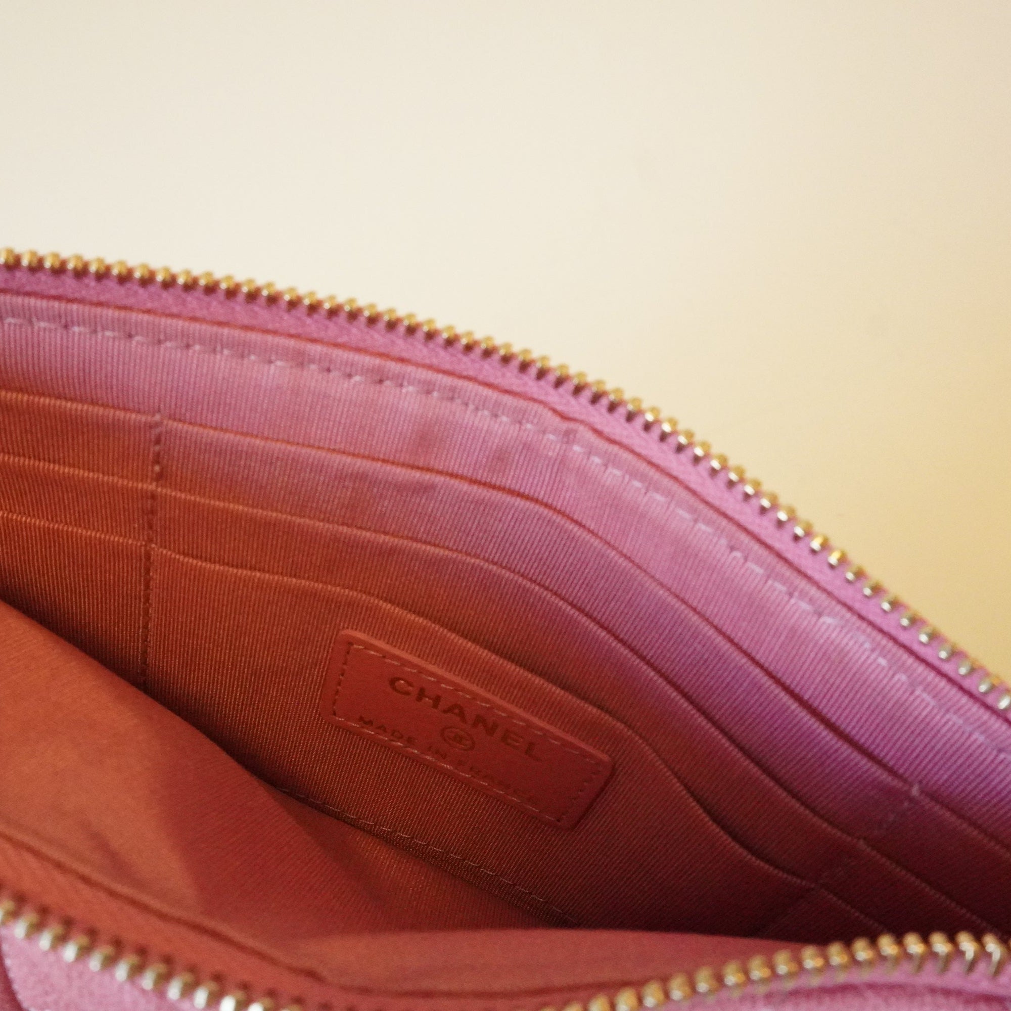 Pink Leboy Caviar Cardholder and Phone Holder