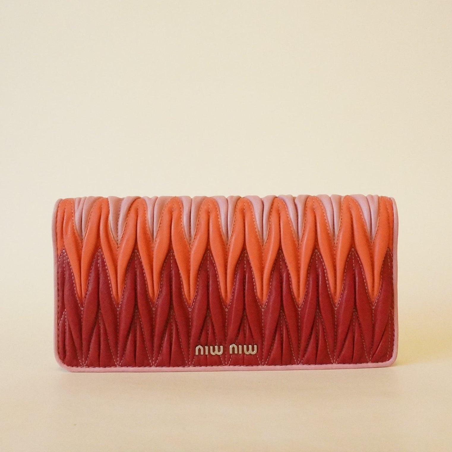 PRE-OWNED Pink Large Matelasse Nappa Leather Wallet