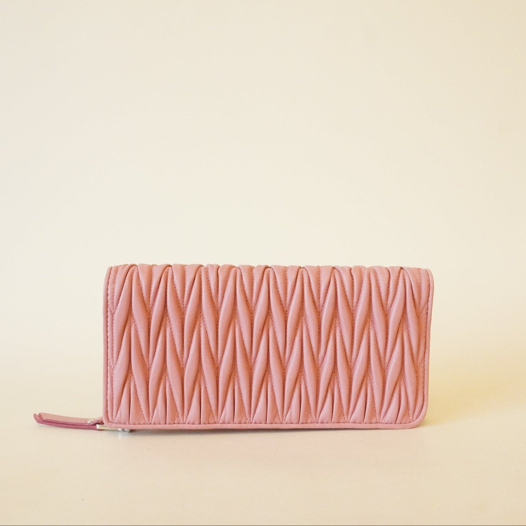 PRE-OWNED Pink Large Matelasse Nappa Leather Wallet