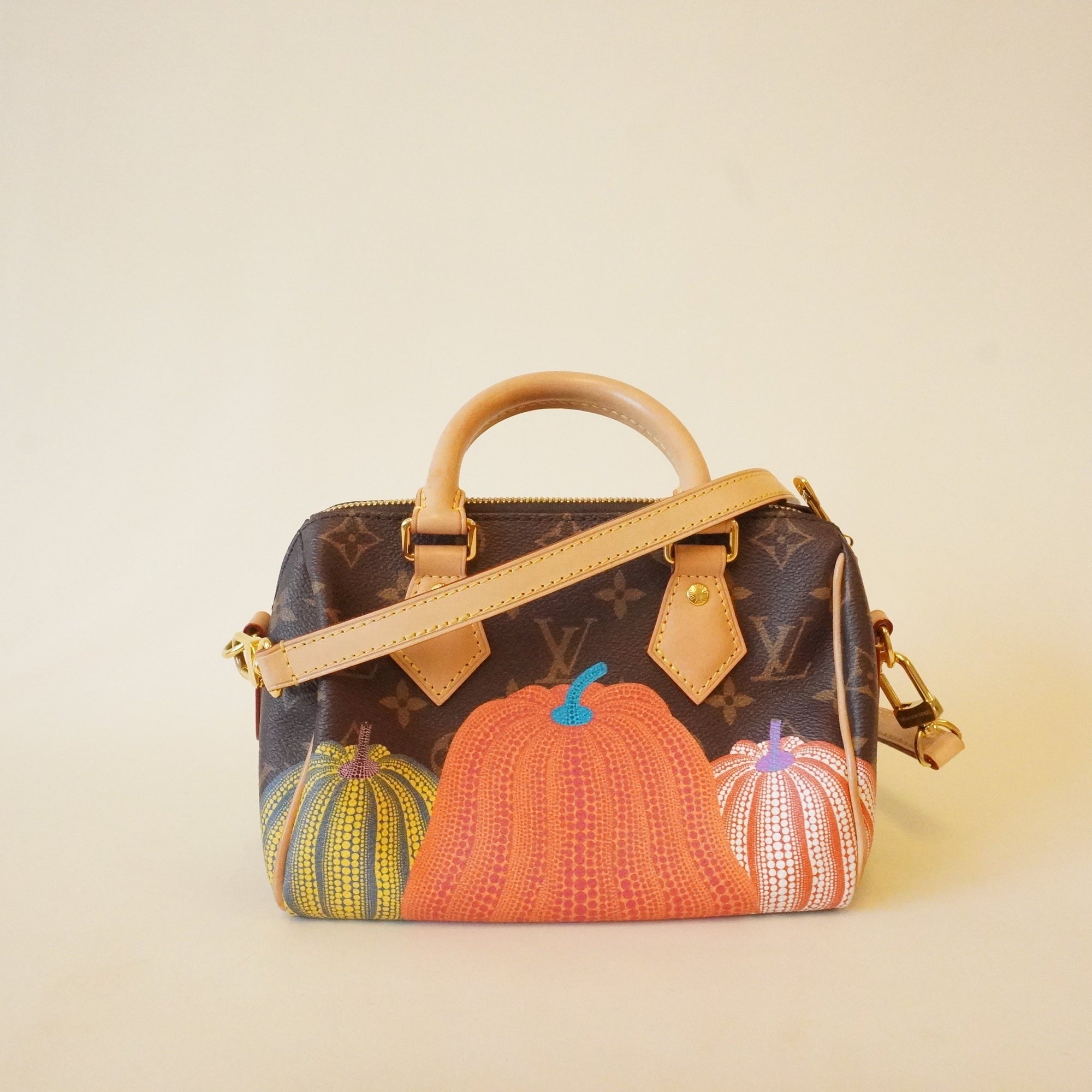 PRE-OWNED LV x YK Monogram Pumpkins Speedy Bandouliere 20 Crossbody Ba