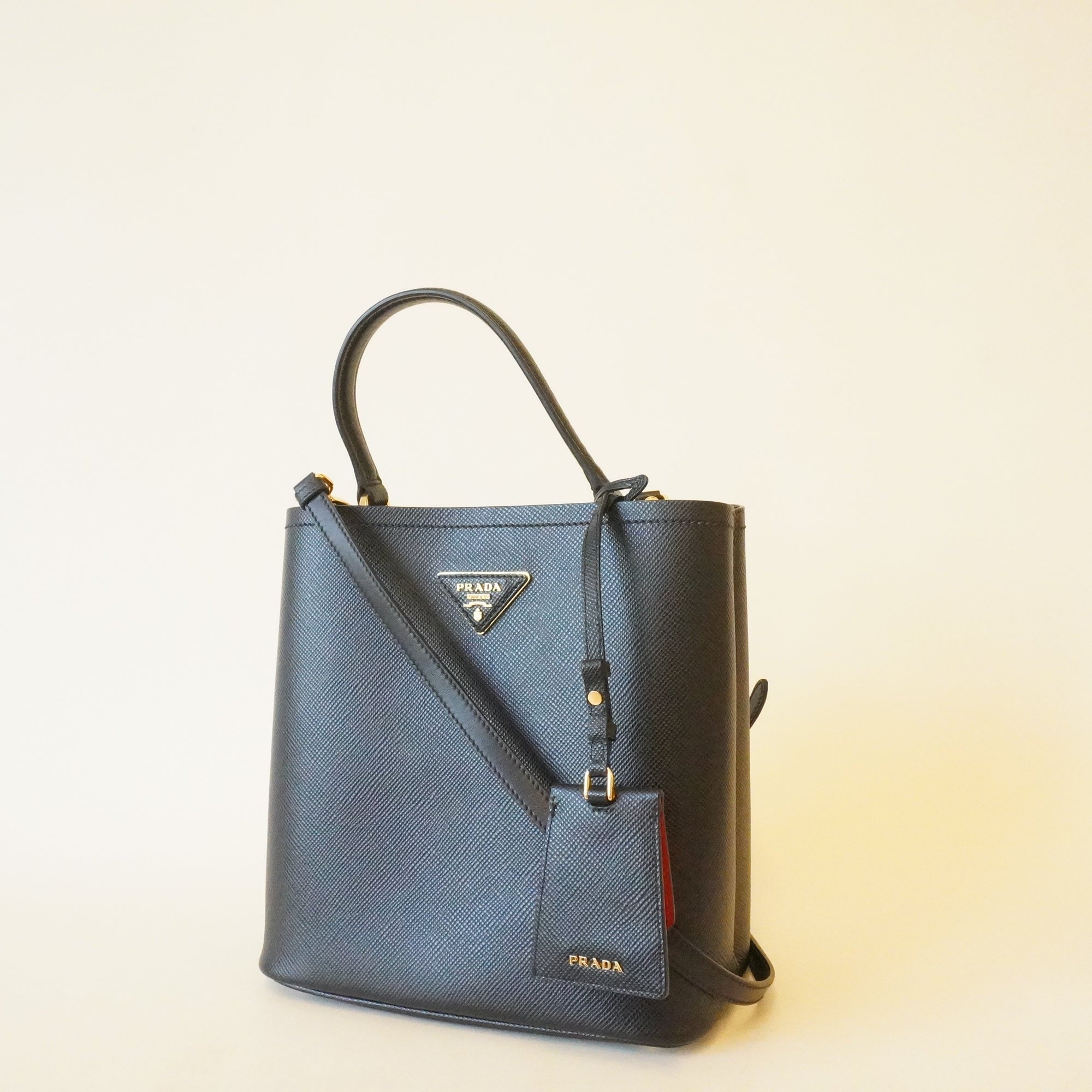 PRE-OWNED Black Panier Medium Saffiano Shoulder Bag