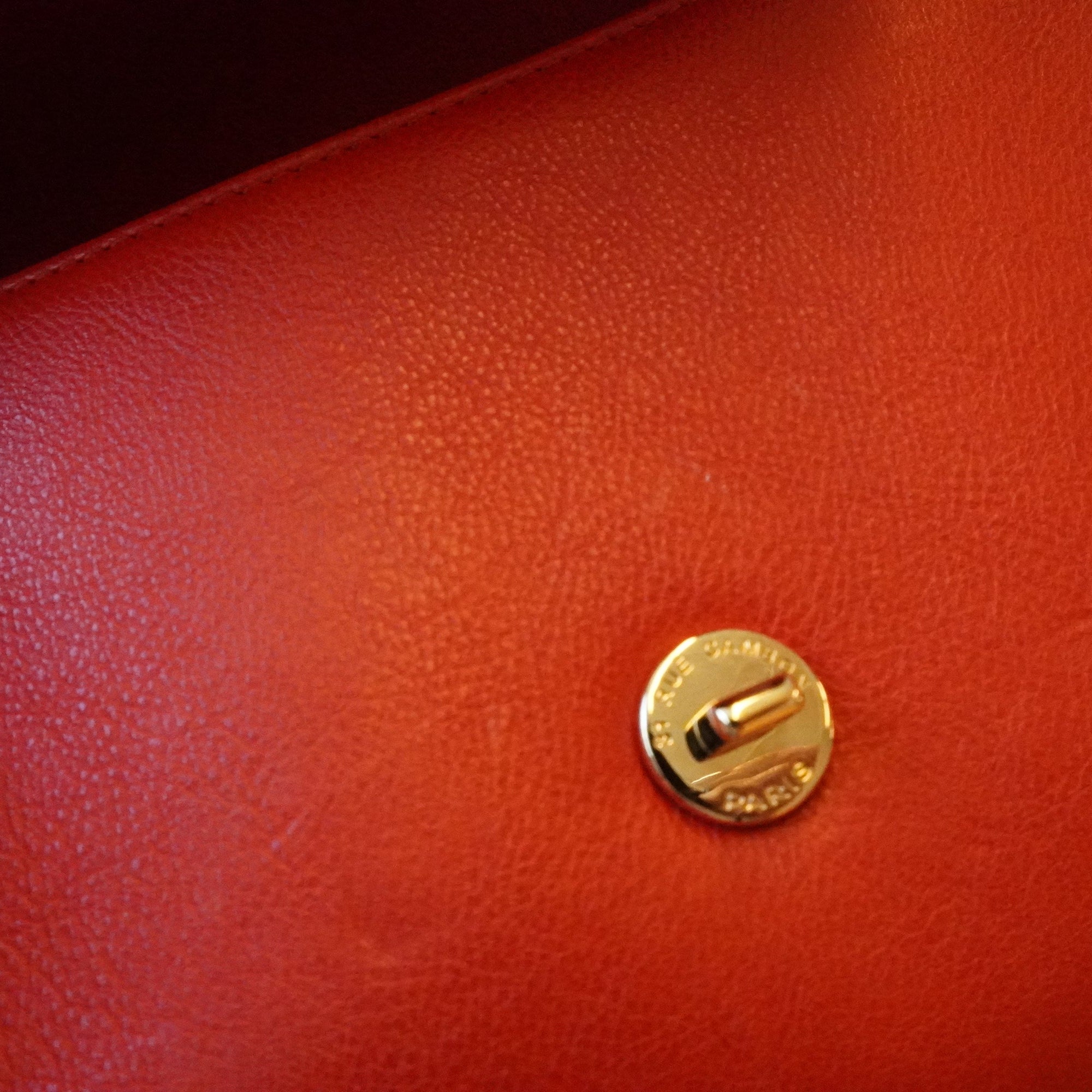 PRE-OWNED CC Red Quilted Calfskin Label Click Flap Shoulder Bag
