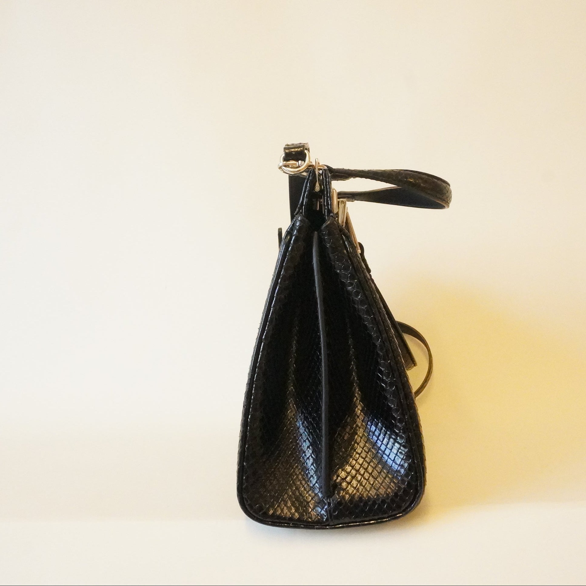 PRE-OWNED GG Zumi Black Phyton Small Shoulder Bag From 2019