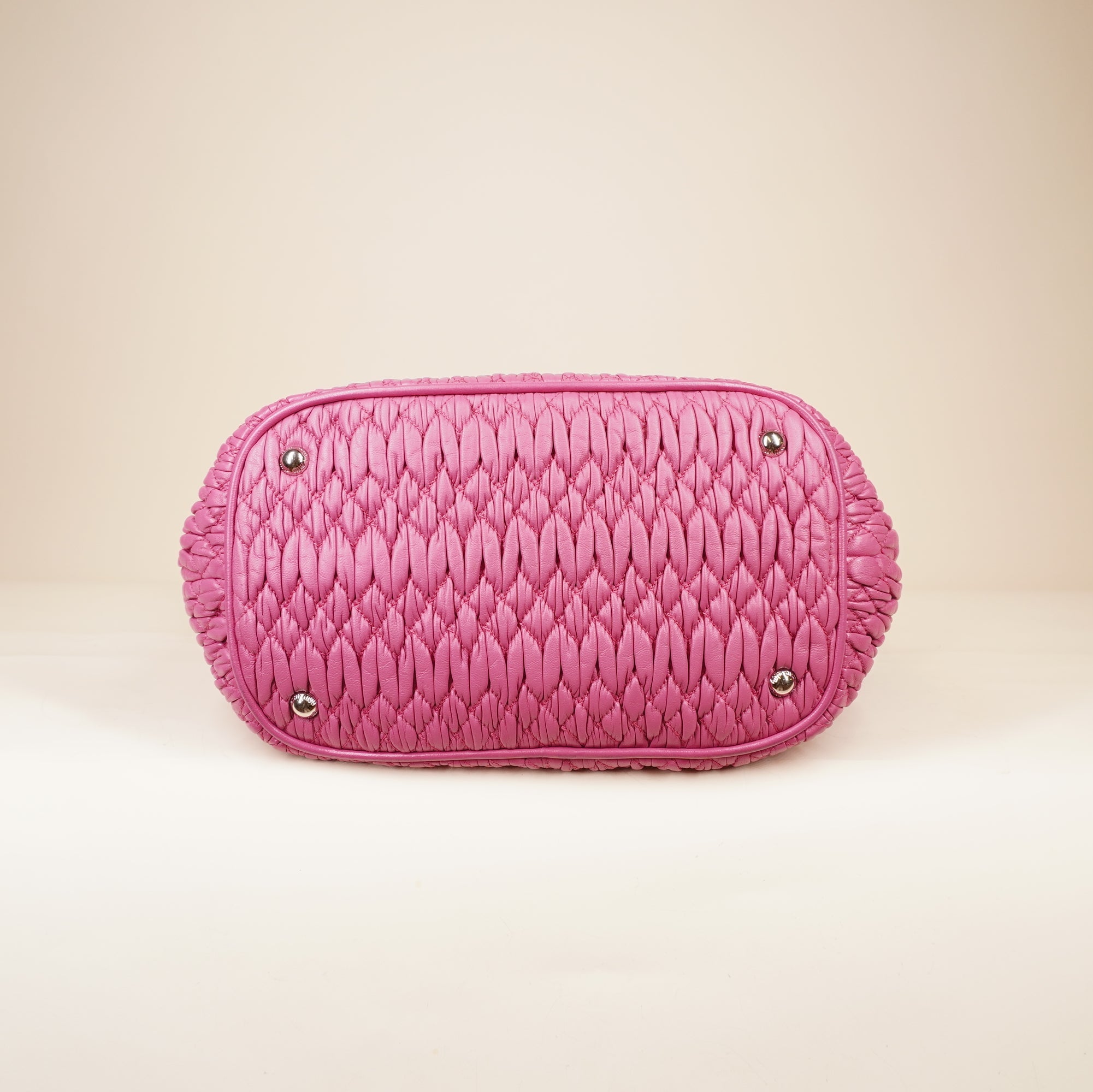 PRE-OWNED Nappa Matelasse Swarovski Crystal Tote Pink Shoulder Bag