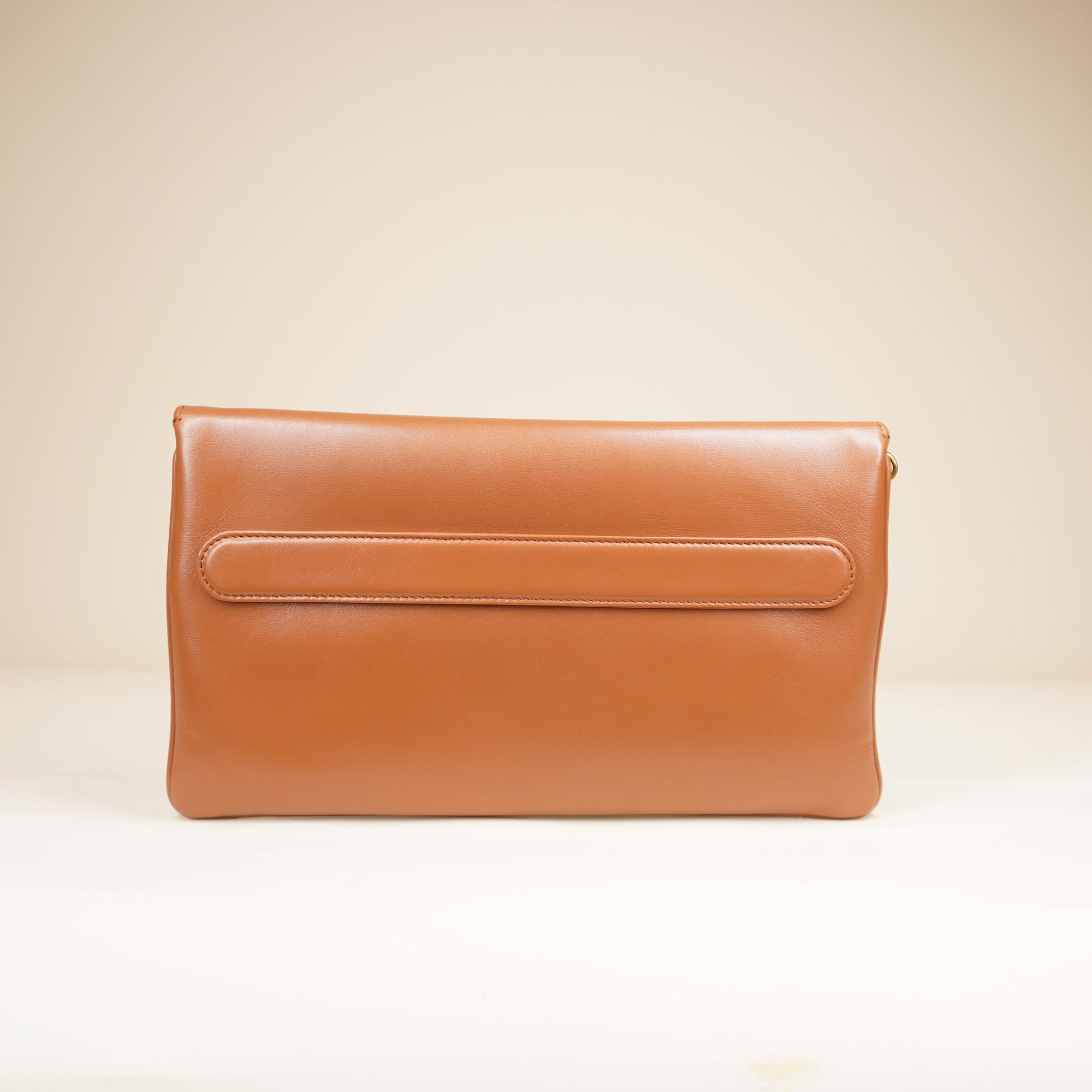 PRE-OWNED Medium Calfskin Dior Double Chain Brown Crossbody Bag