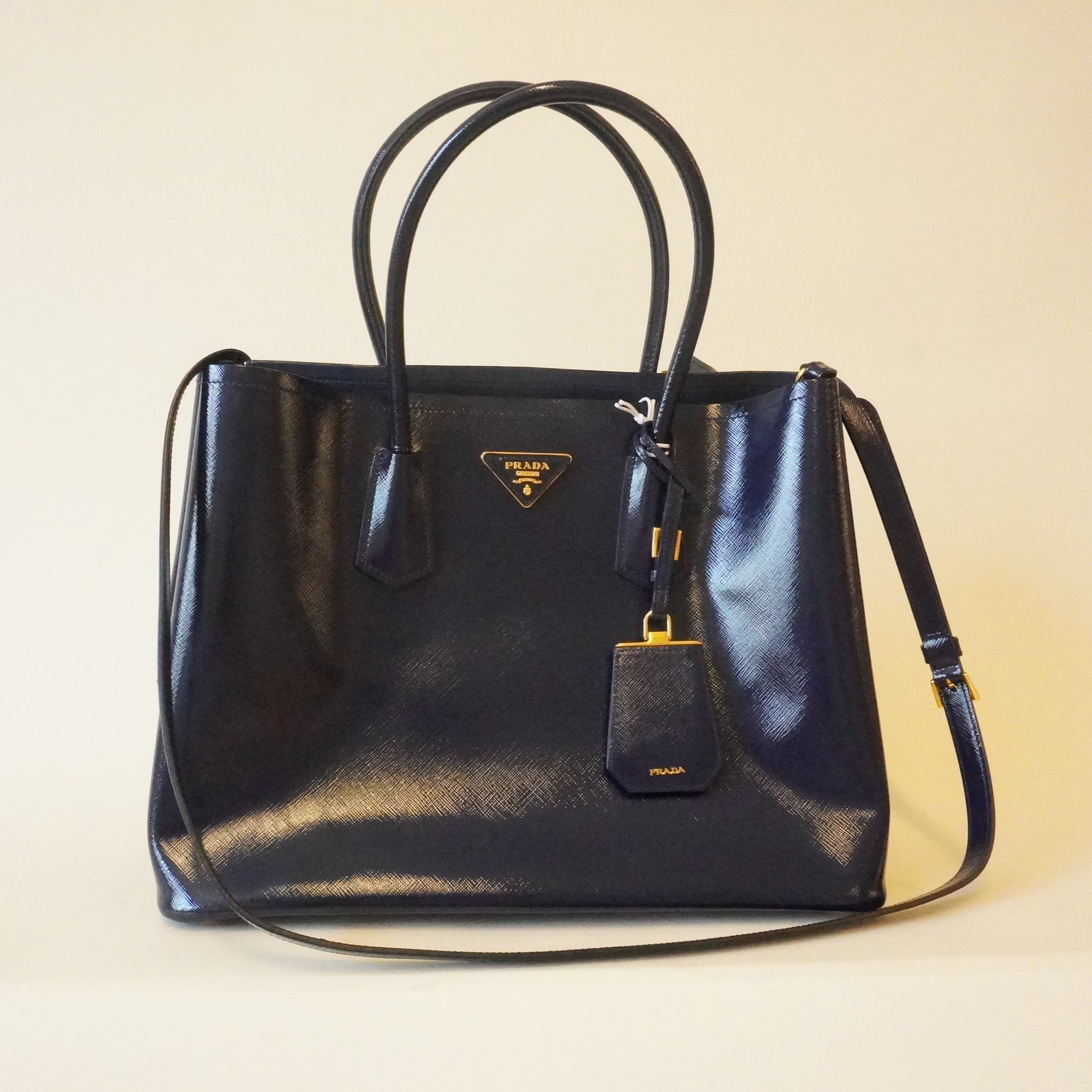 PRE-OWNED Saffiano Cuir Double Tote Shoulder Bag