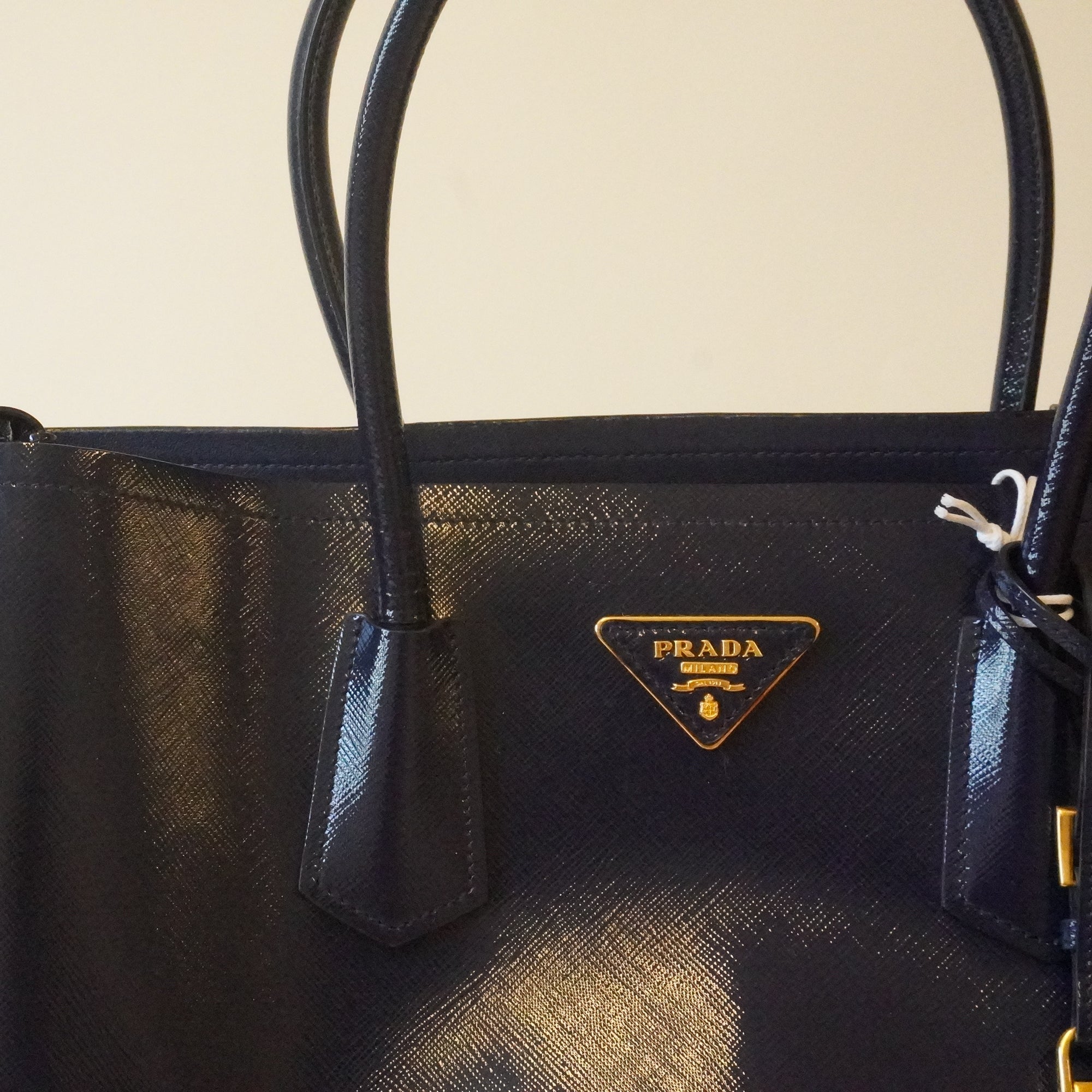 PRE-OWNED Saffiano Cuir Double Tote Shoulder Bag