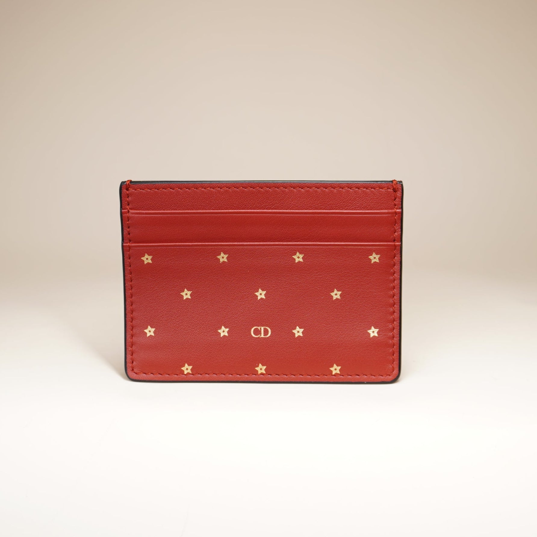 PRE-OWNED Red Star Leather Cardholder