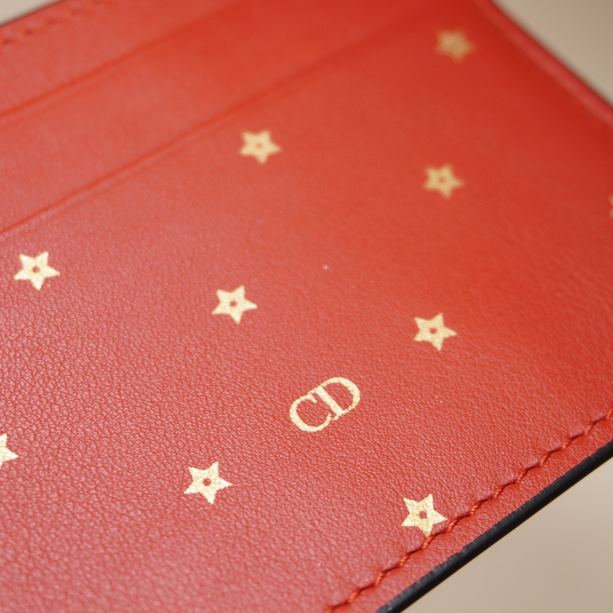 PRE-OWNED Red Star Leather Cardholder