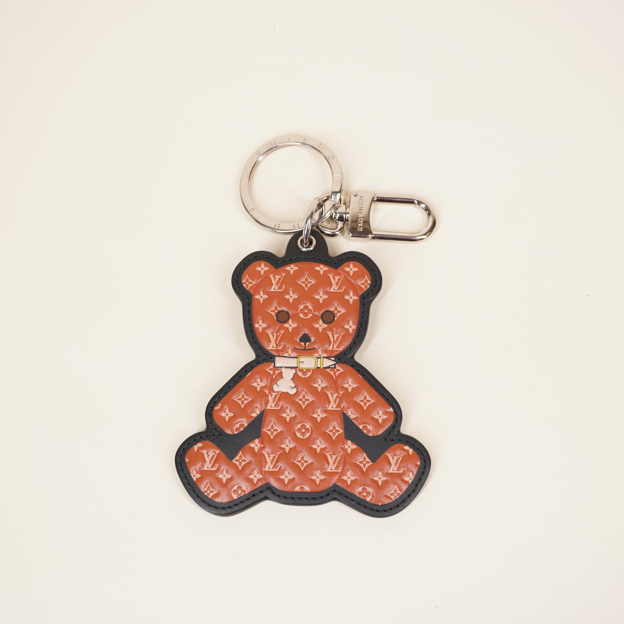PRE-OWNED LV Monogram Teddy Bear Bag Charm
