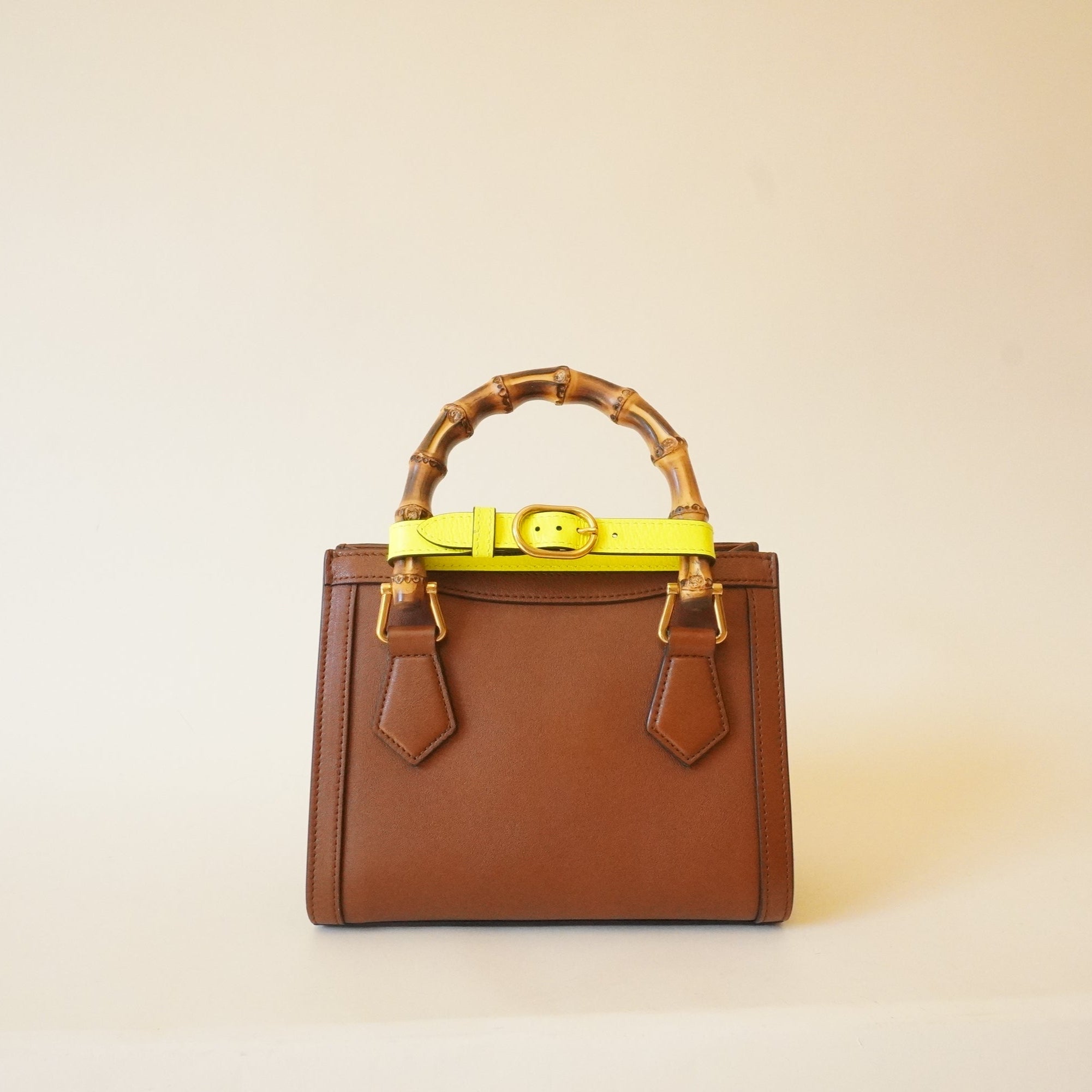 PRE-OWNED GG Brown Bamboo Diana Mini Shoulder Bag