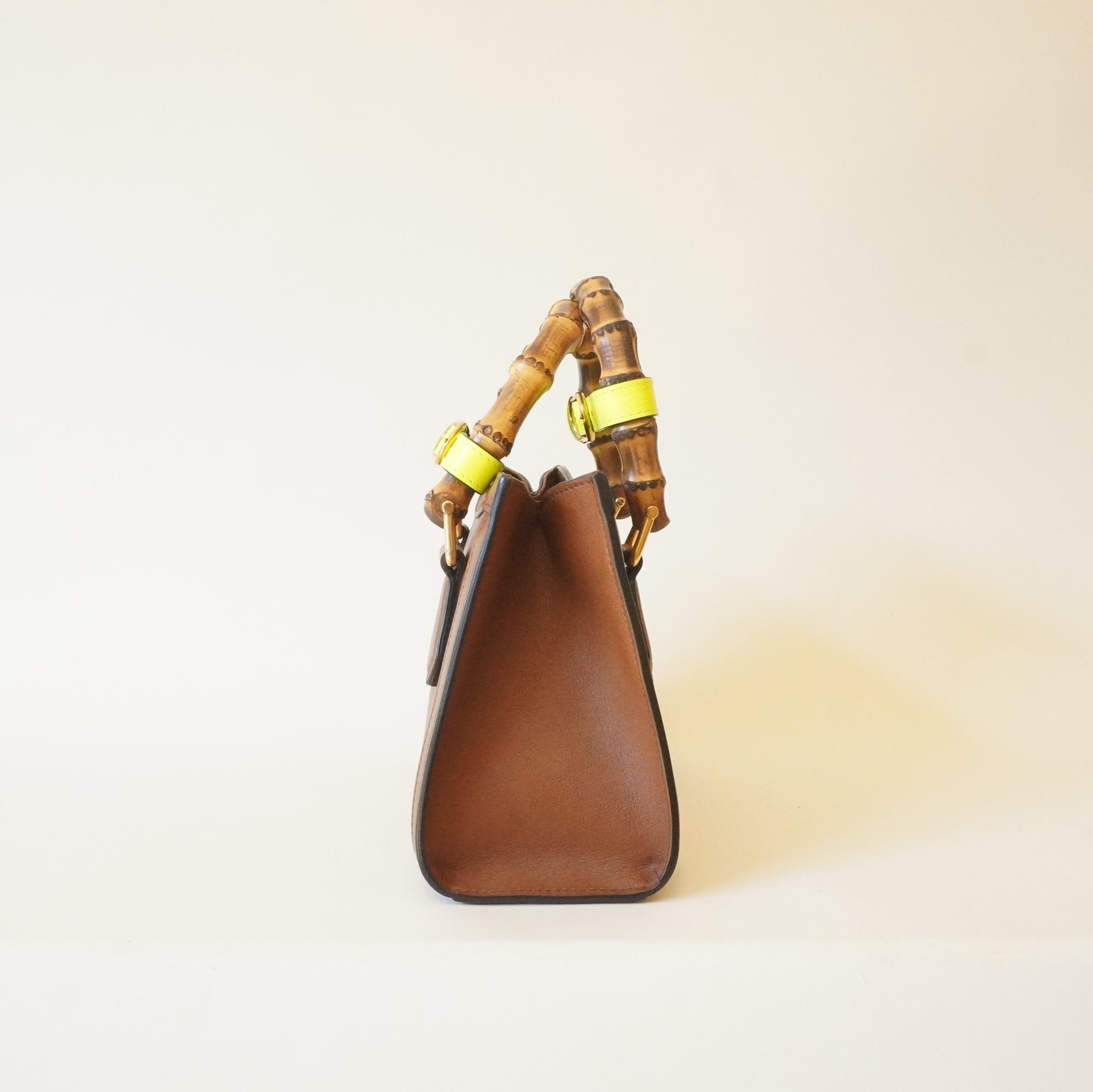 PRE-OWNED GG Brown Bamboo Diana Mini Shoulder Bag