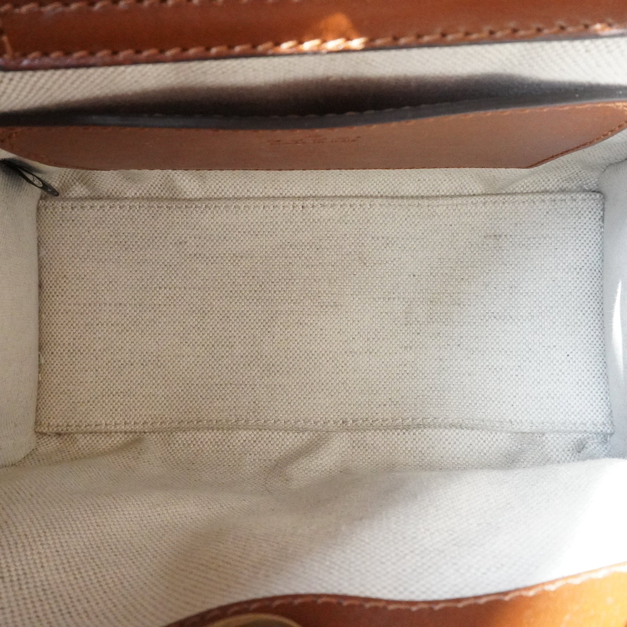 PRE-OWNED GG Charisma Calfskin Crystal GG Monogram Mini Diana Tote Bag Camel