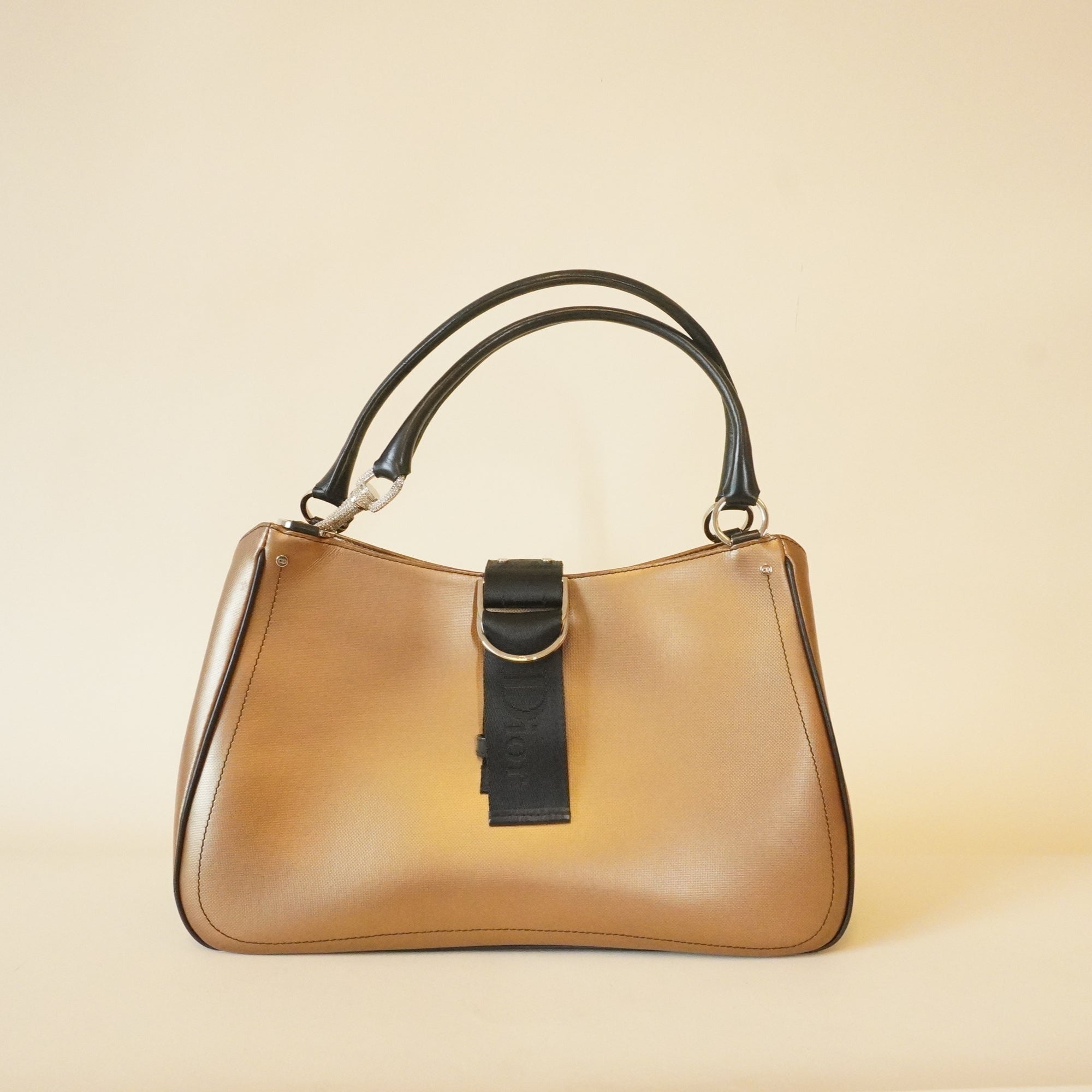 PRE-OWNED Brown Hardcore Crystal Shoulder Bag