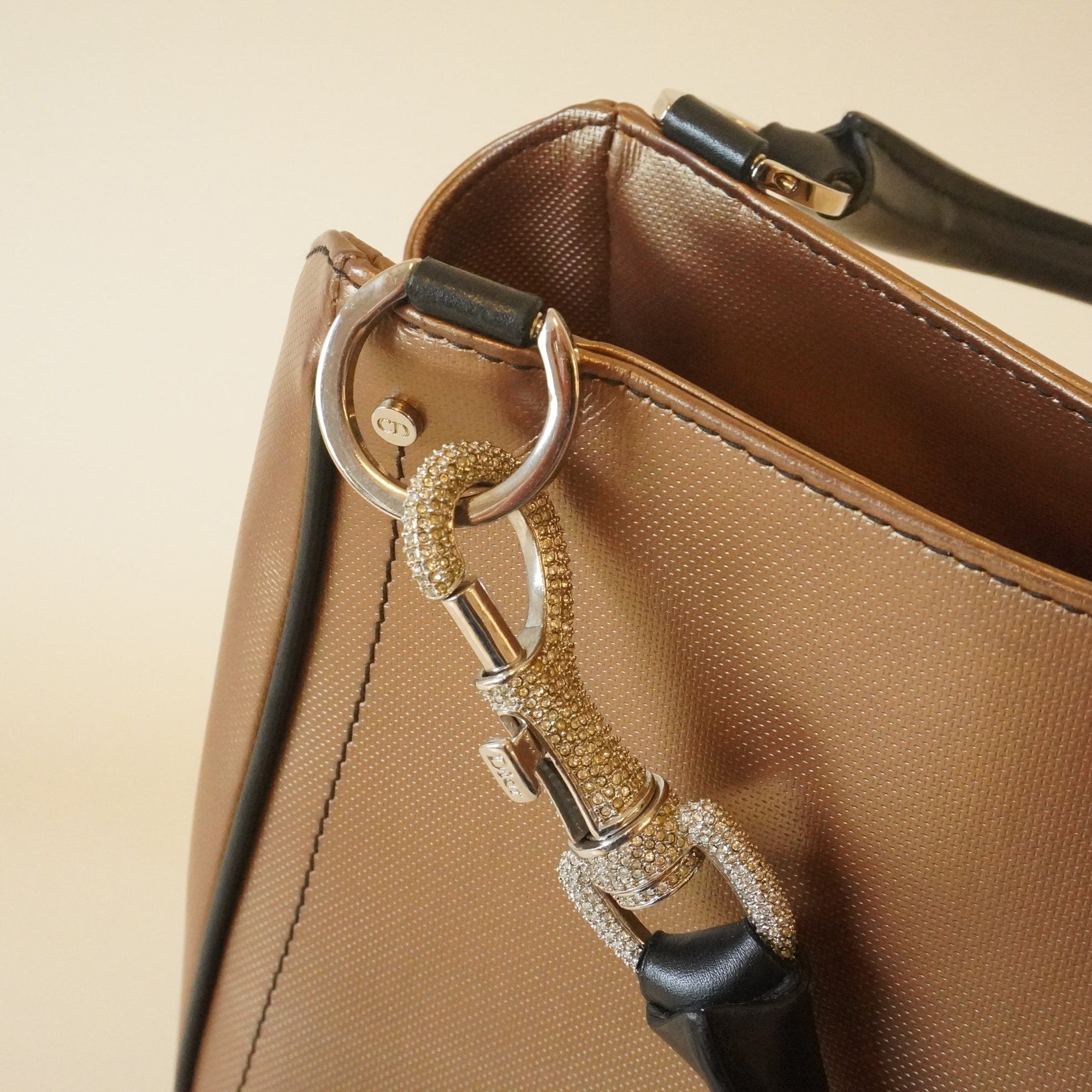 PRE-OWNED Brown Hardcore Crystal Shoulder Bag