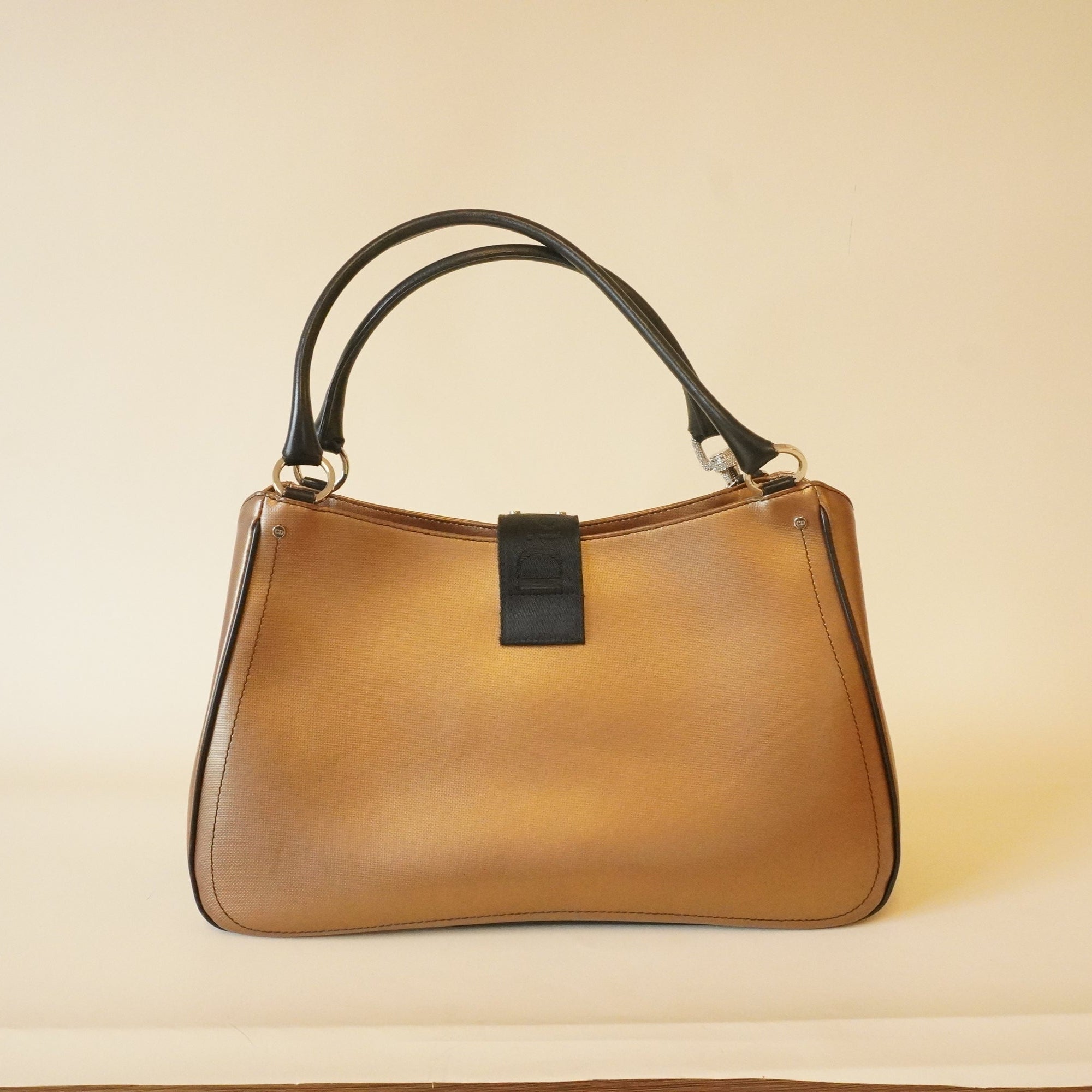 PRE-OWNED Brown Hardcore Crystal Shoulder Bag