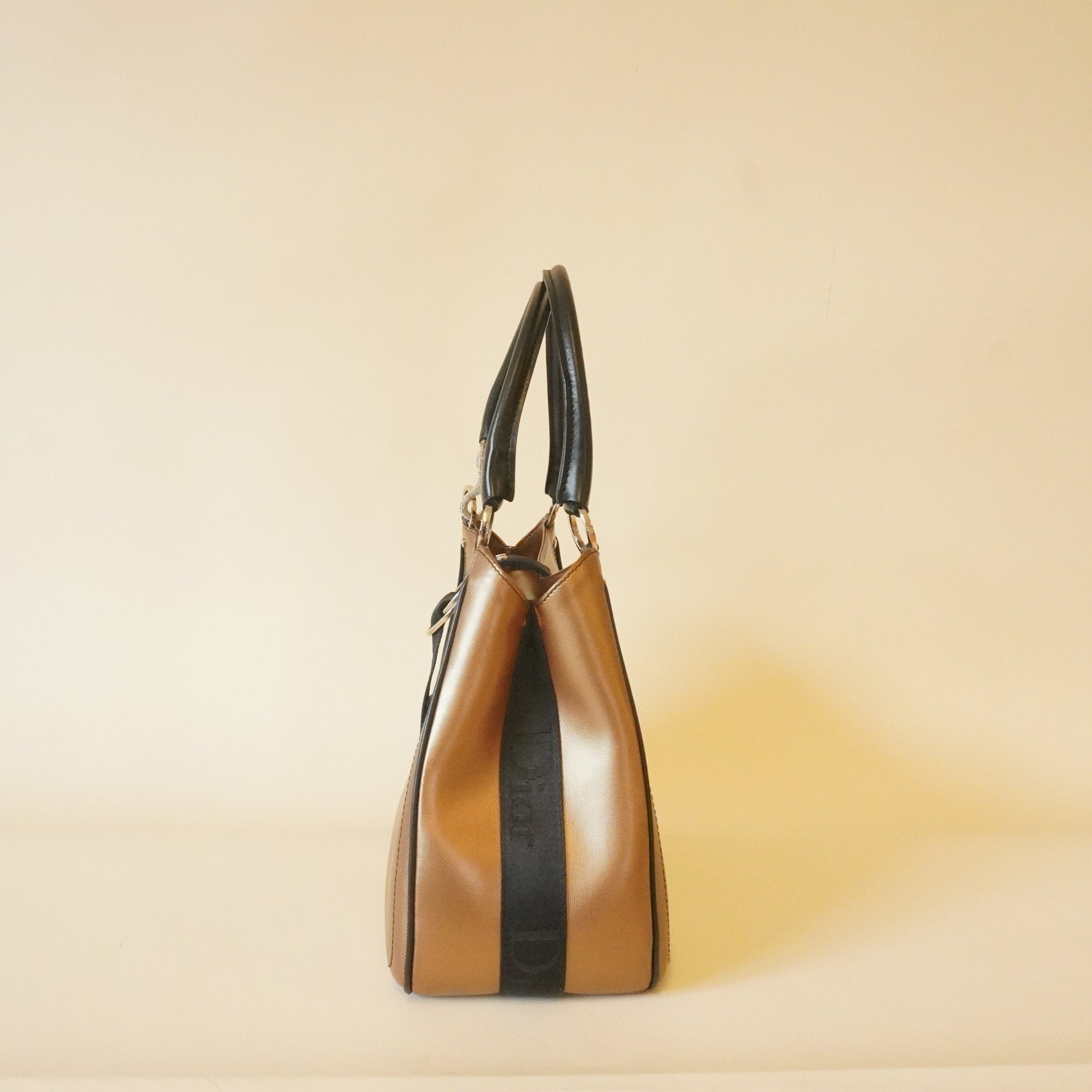 PRE-OWNED Brown Hardcore Crystal Shoulder Bag