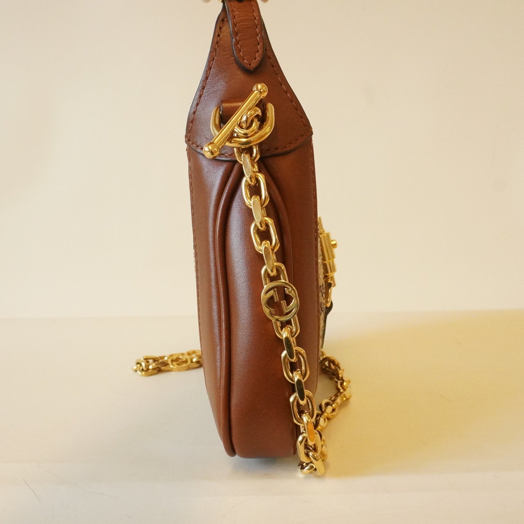 PRE-OWNED GG Brown Gucci Jackie 1961 Crystals Mini Bag