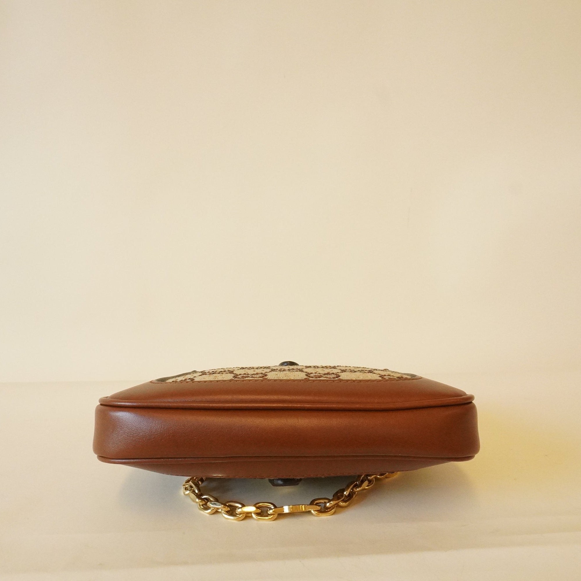 PRE-OWNED GG Brown Gucci Jackie 1961 Crystals Mini Bag