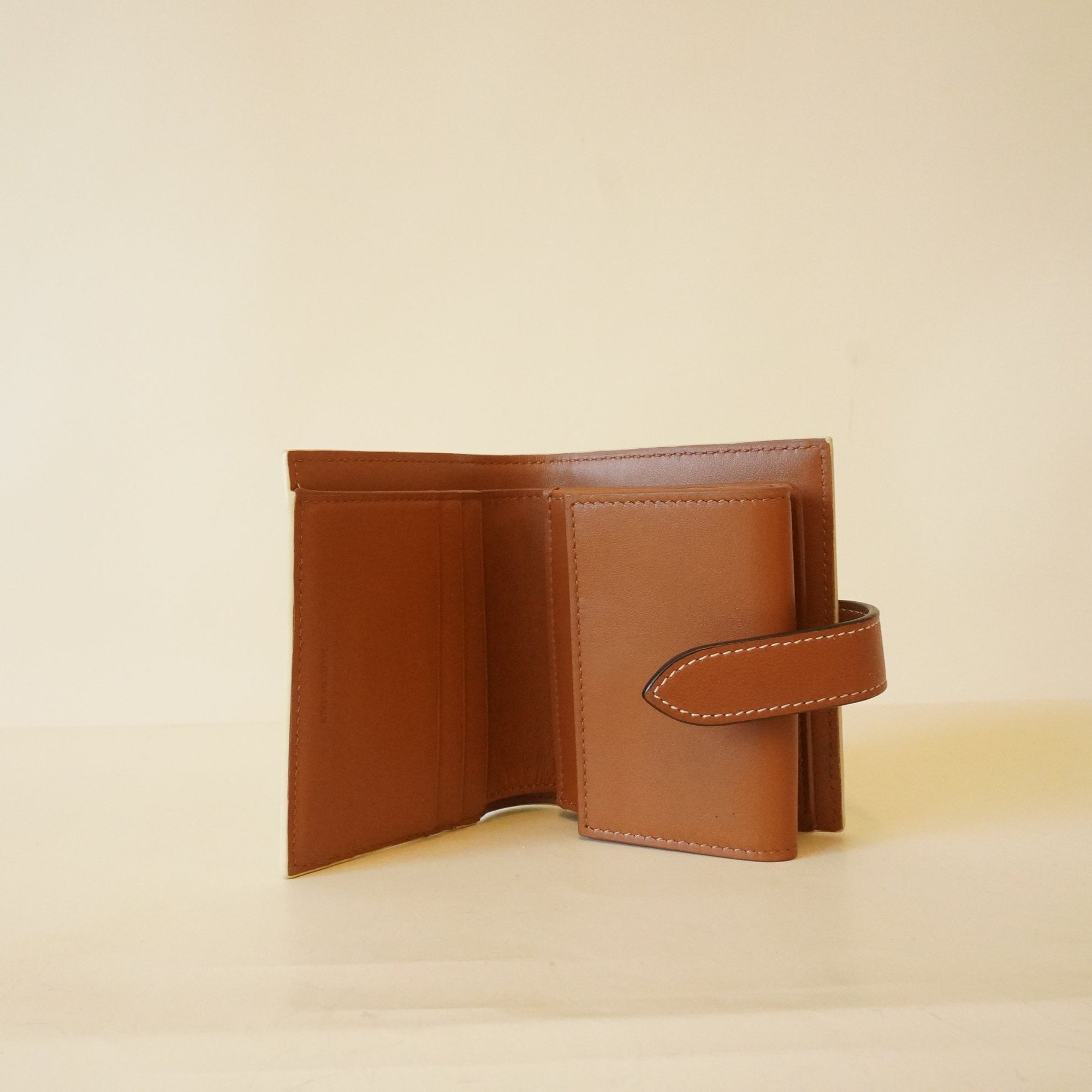 PRE-OWNED Canvas Triomphe Medium Strap Wallet White
